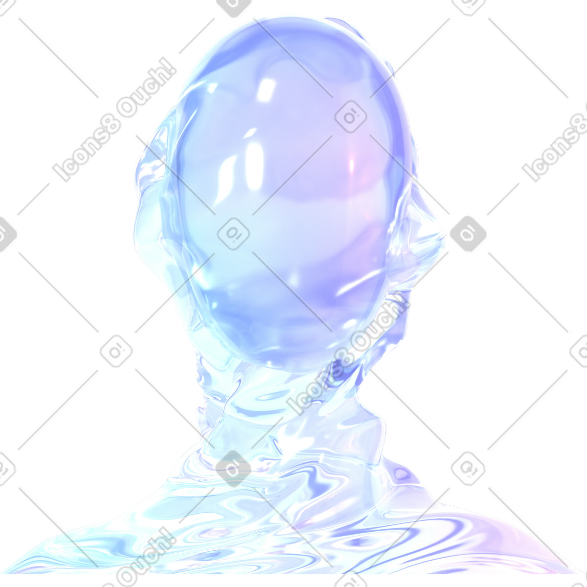 Abstract liquid robot head shape illustration in 3D Glassy style download in PNG, SVG