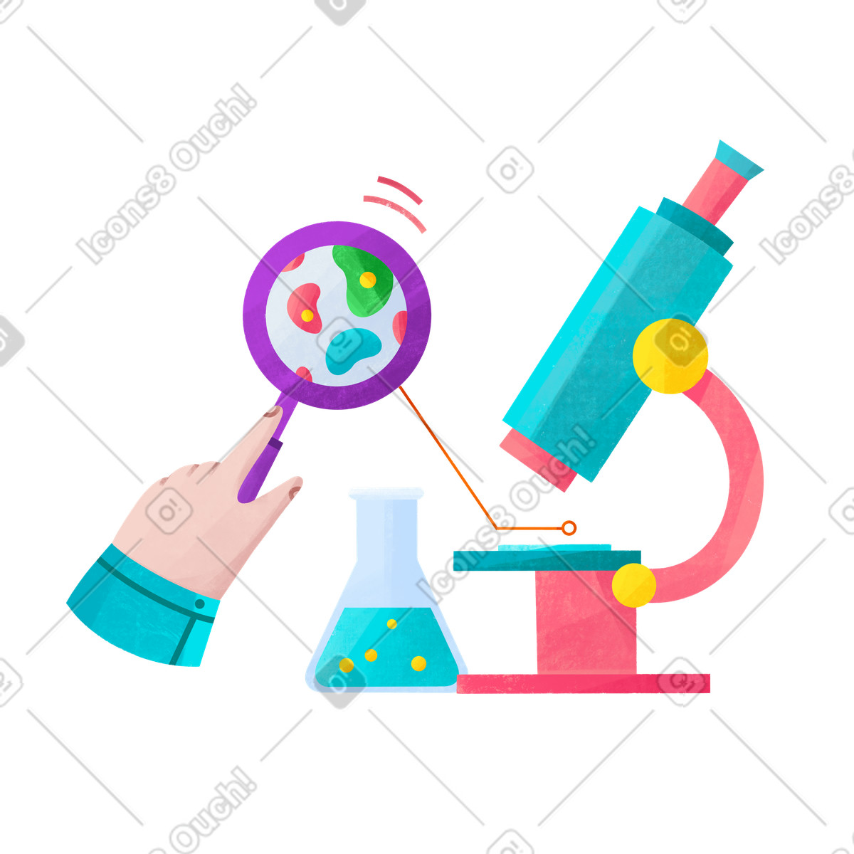 Illustration Scientifique faisant des recherches en laboratoire dans le style Bonbon à télécharger aux formats PNG, SVG