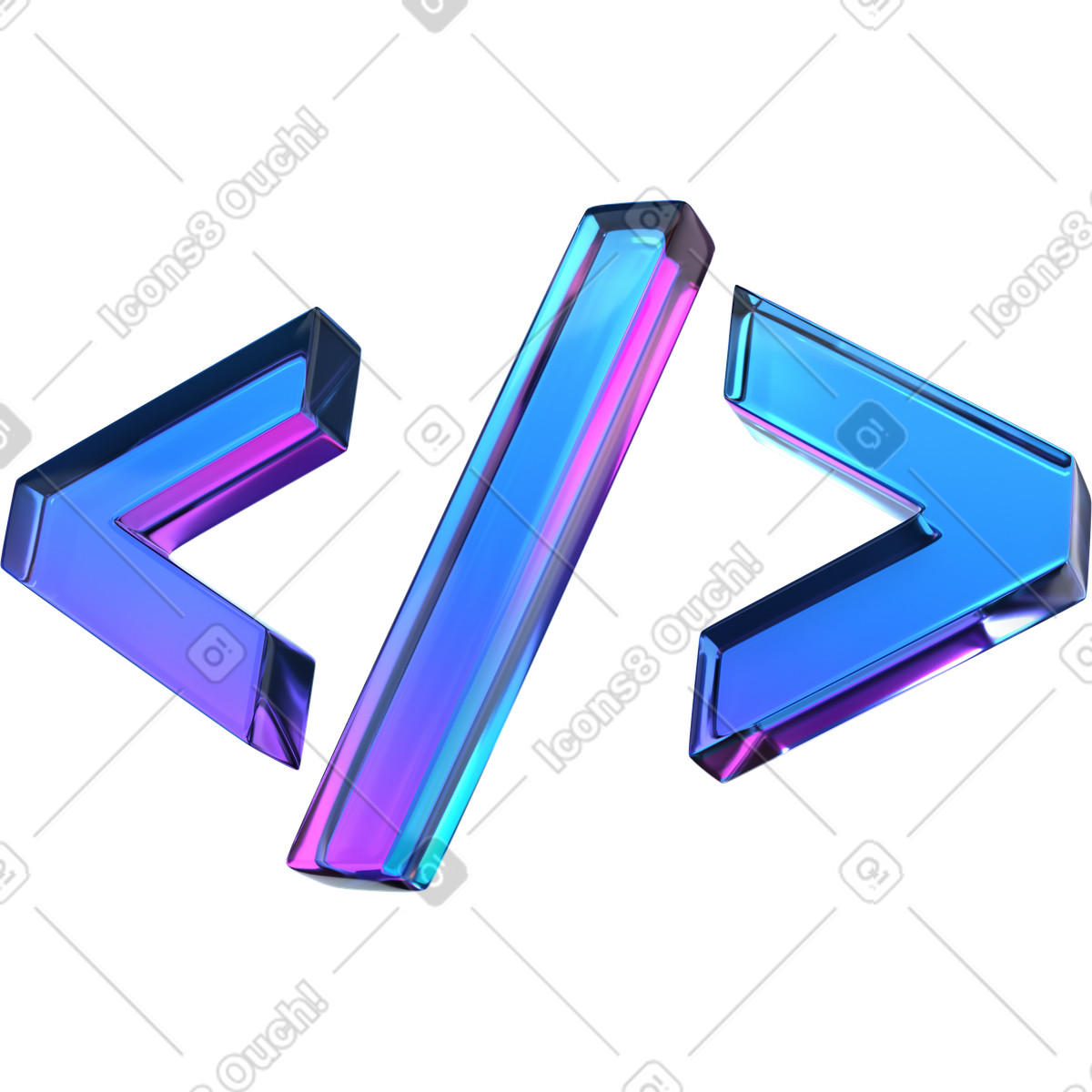 Illustration animée Symbole d'inégalité en verre dégradé dans le style 3D Glassy à télécharger aux formats GIF, Lottie (JSON), AE