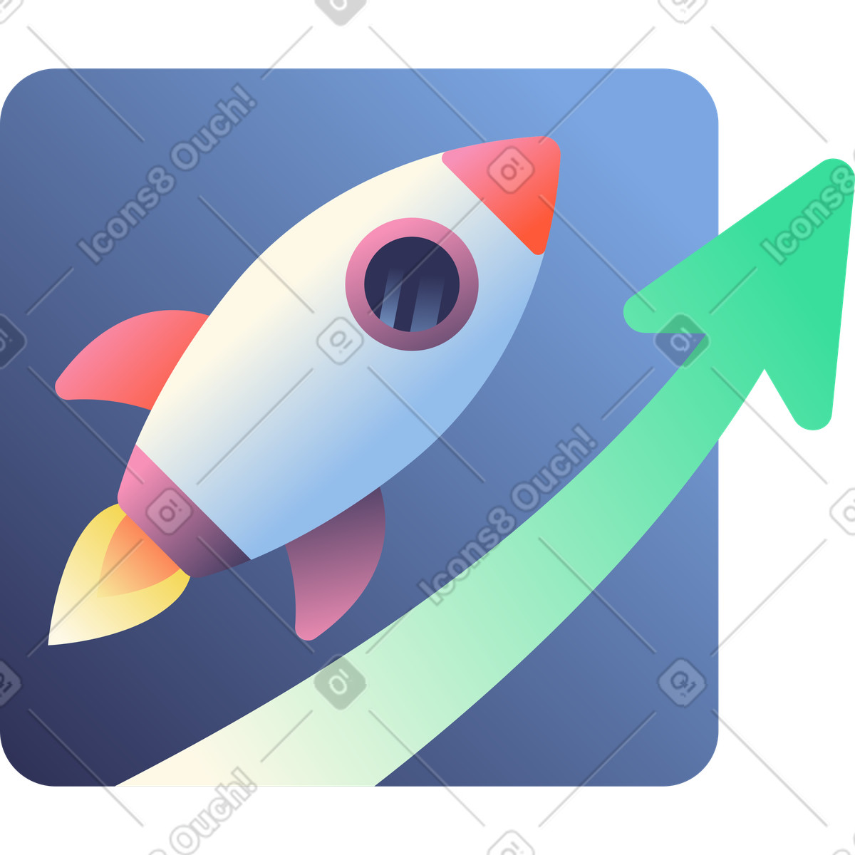 Ilustración Rocket with upward arrow en estilo Beam a descargar en PNG y SVG
