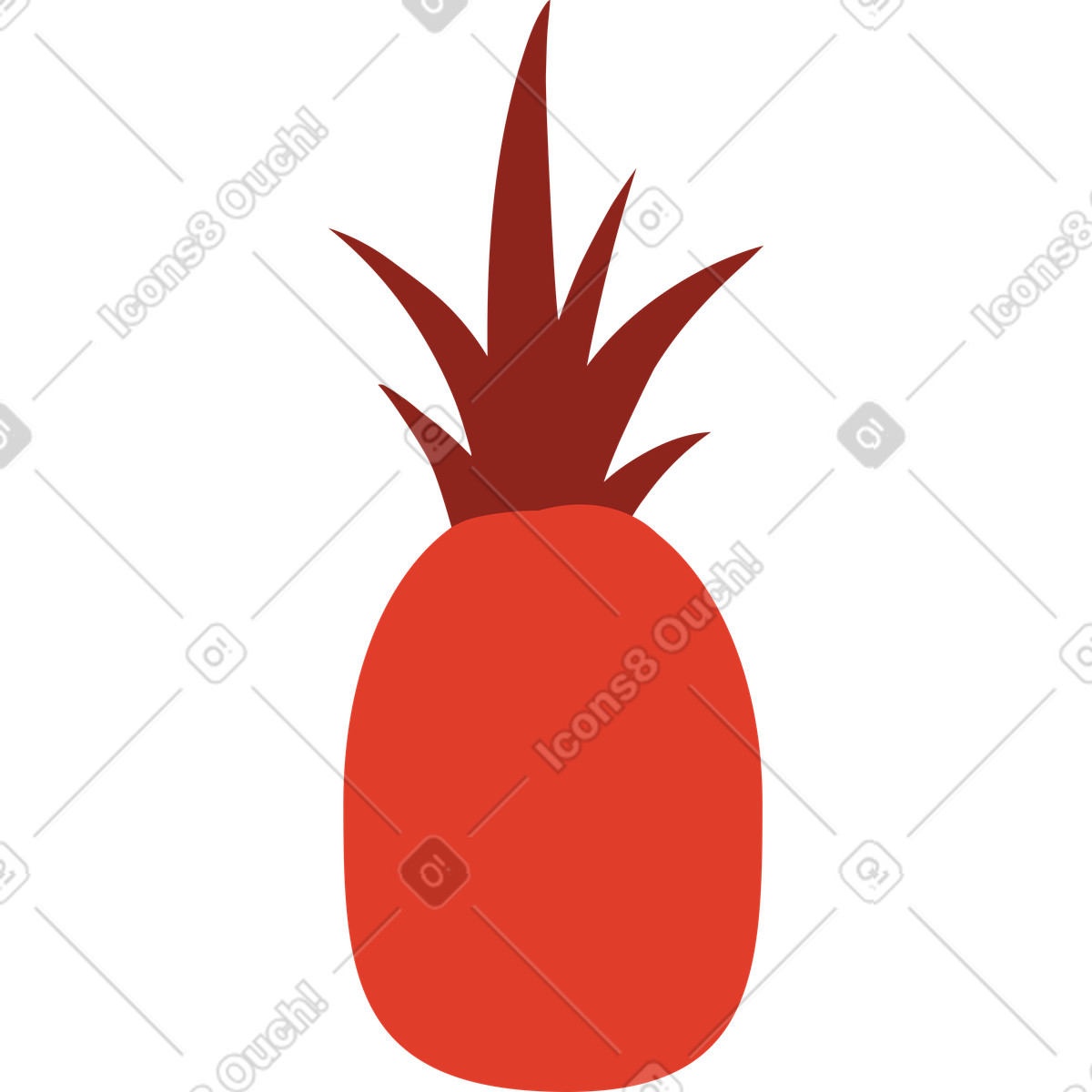 Ananas illustrazione in stile Burgundy scarica in PNG, SVG