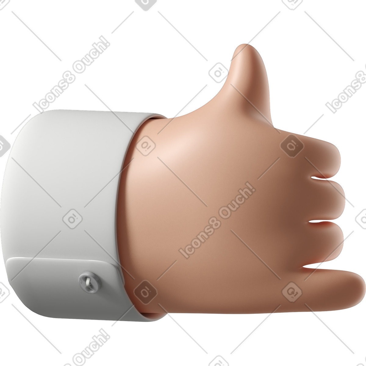 3D Hands Fun&Wild スタイルの 白い肌の手が私をサインと呼んでいます のイラストをPNG、SVG形式でダウンロード