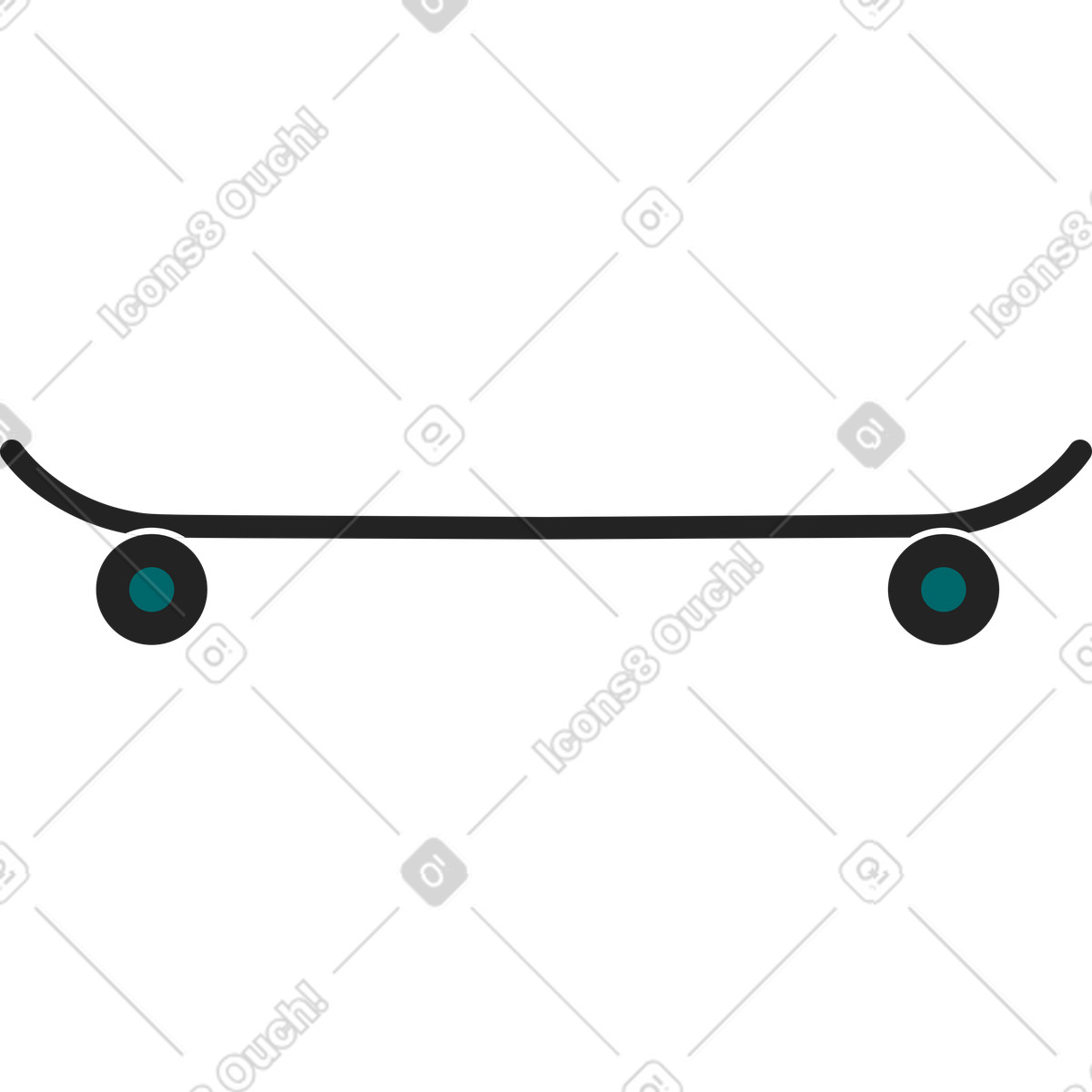 Skateboard su due ruote illustrazione in stile Sammy Line scarica in PNG, SVG