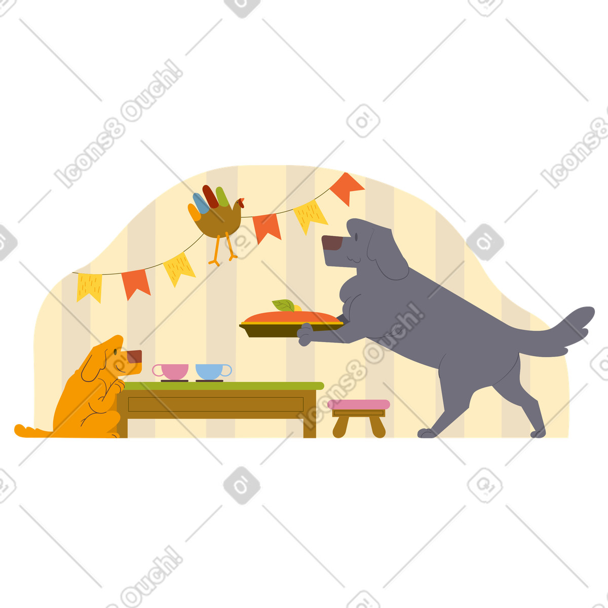 Иллюстрация Тыквенный пирог на день благодарения в стиле Woof — скачать в форматах PNG, SVG