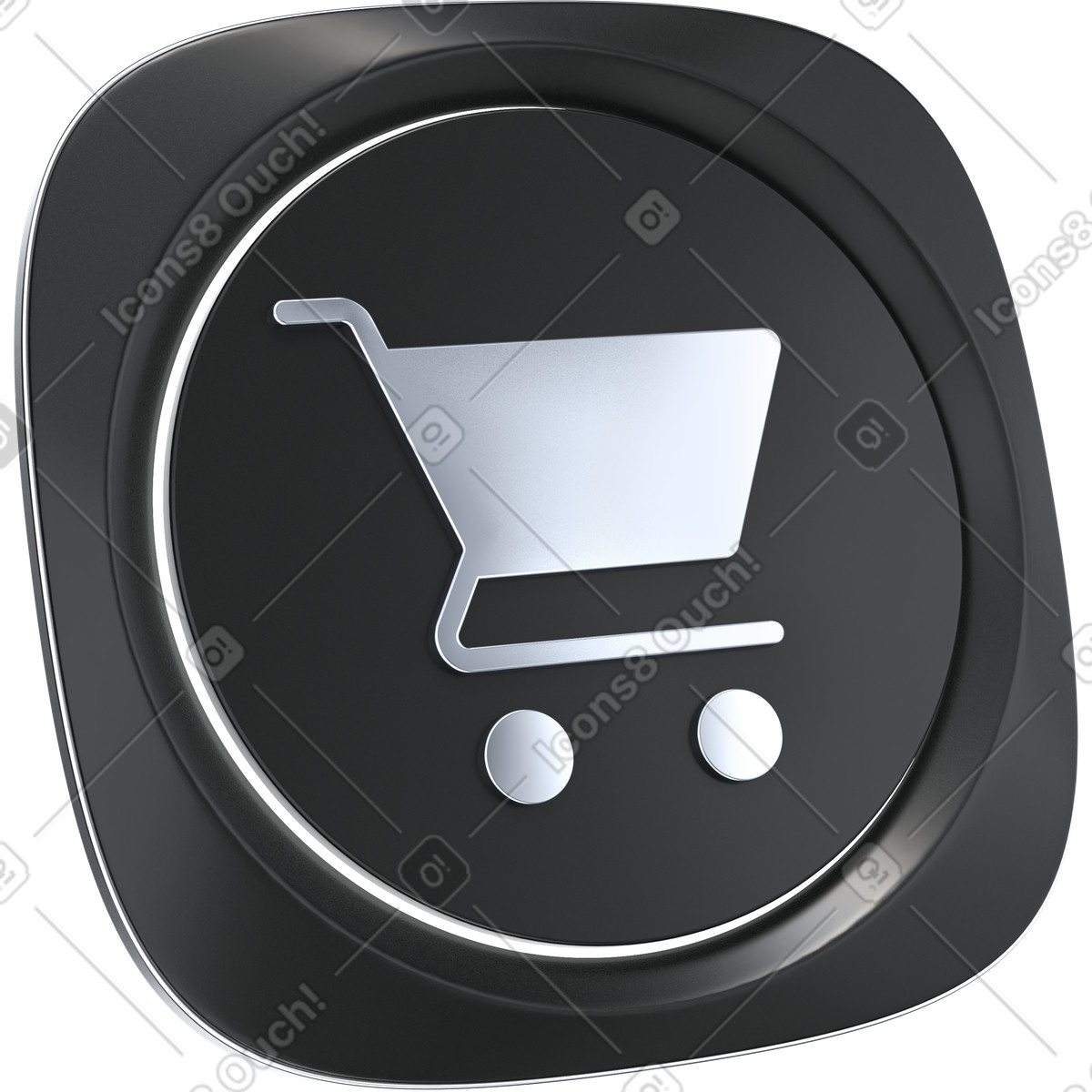 3D Pro スタイルの Shopping cart button icon for online store checkout user interface のイラストをPNG、SVG形式でダウンロード