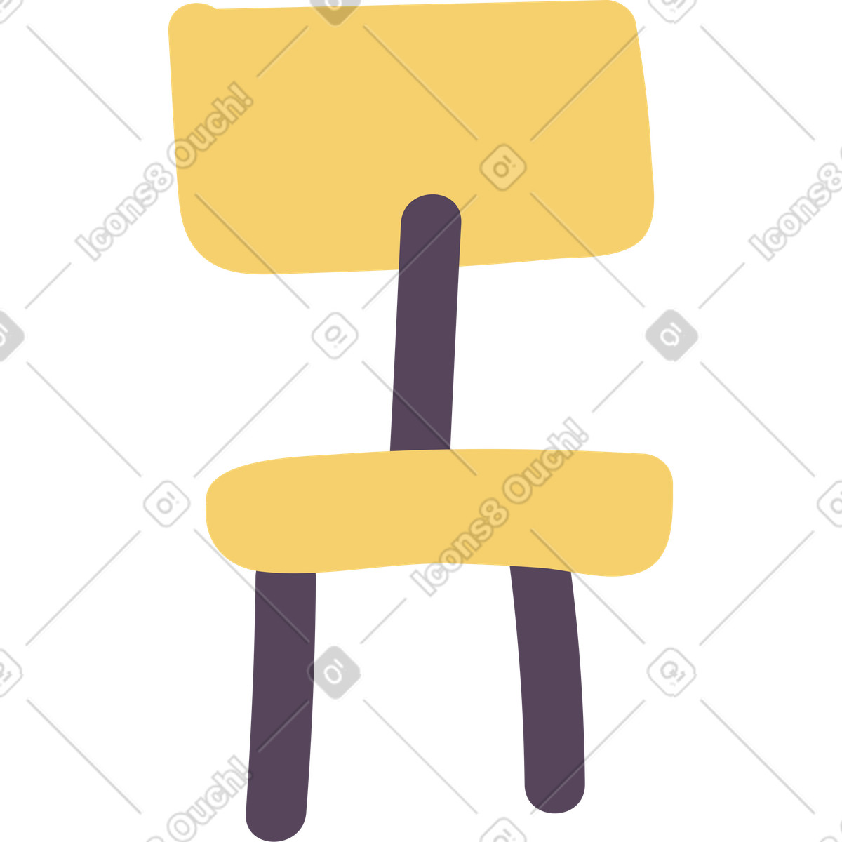 Dining chair with curved yellow cushion illustration in Pluto style download in PNG, SVG