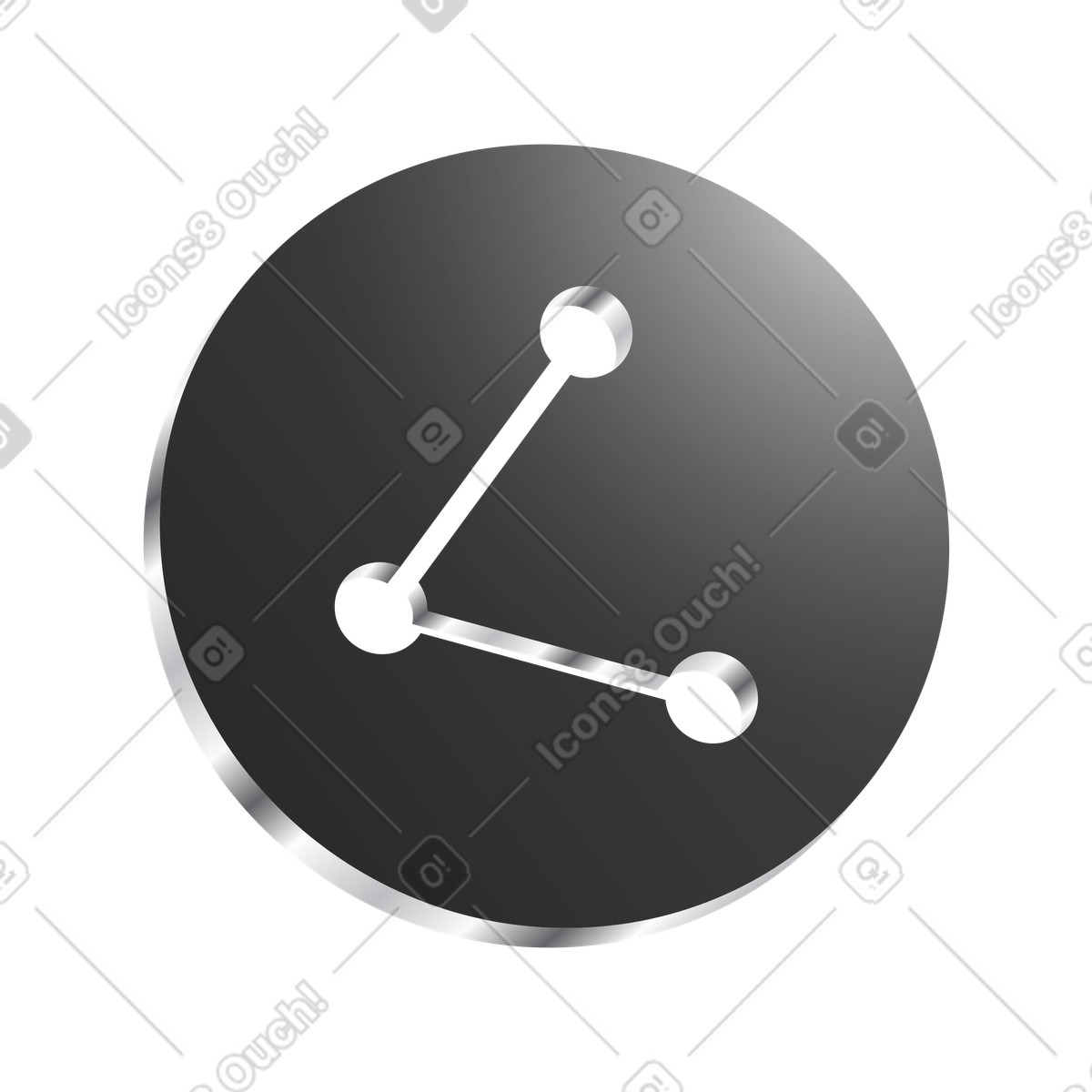 Metallic share icon, Social media sharing and connectivity illustration in Token style download in PNG, SVG