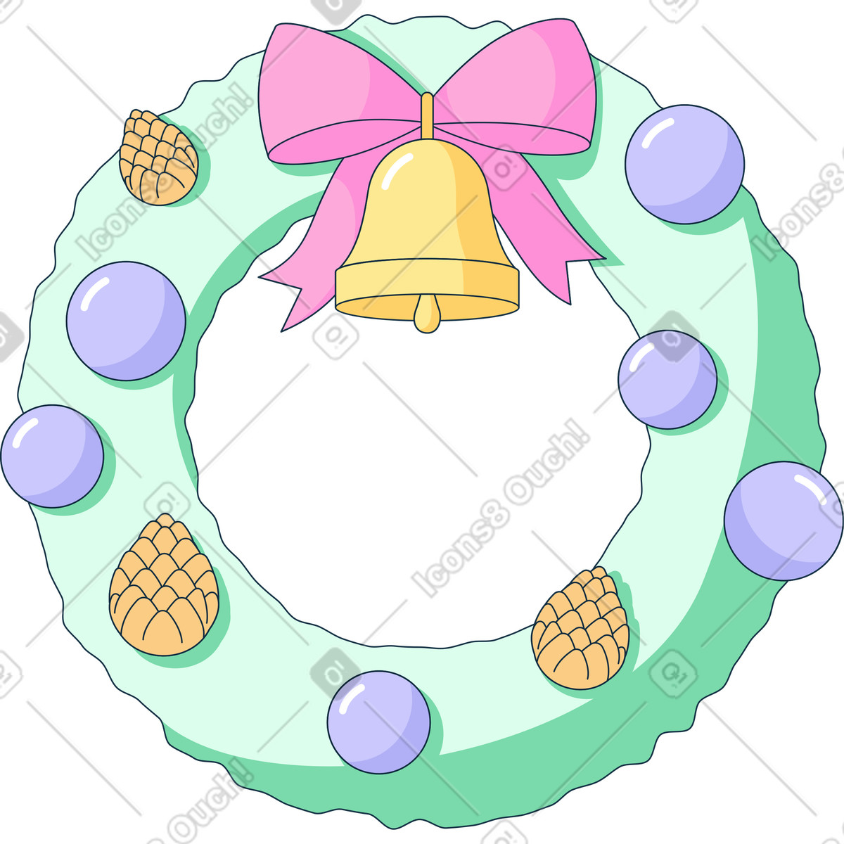 Ilustração de Guirlanda natal em no estilo Bubble gum para baixar em PNG, SVG