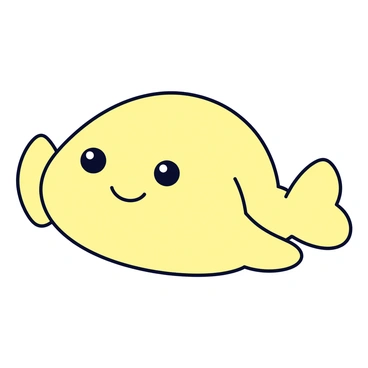 A plush toy shaped like a flounder with a light yellow body. The flounder has big, round black eyes and a smiling mouth. Its fins are soft and slightly oversized, giving it a whimsical appearance. The texture of the plush is fuzzy, making it look inviting to cuddle. The toy is positioned against a simple, solid-color background to emphasize its features.