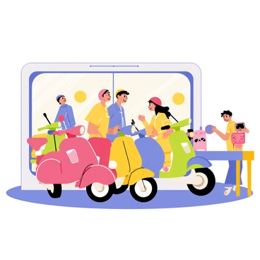 A photo booth inside the dealership where customers can take pictures with their new mopeds