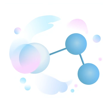 A close-up illustration of an oxygen molecule featuring two oxygen atoms. The two atoms are represented as spheres, joined together by a distinct bond, symbolizing their connection. The spheres are colored in varying shades of blue to depict different energy levels. Soft gradient pastel colors fill the background, enhancing the visual appeal of the molecular structure.