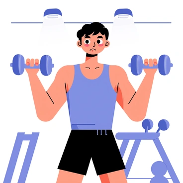 A person performing bicep curls at the gym with intense concentration