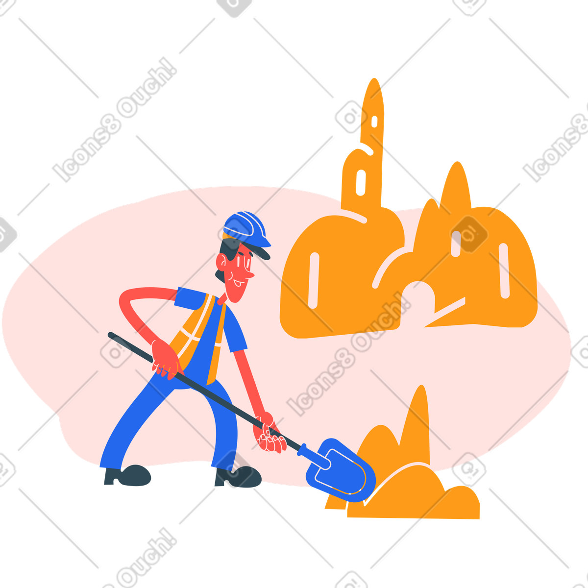Construction worker illustration in Kingdom style download in PNG, SVG