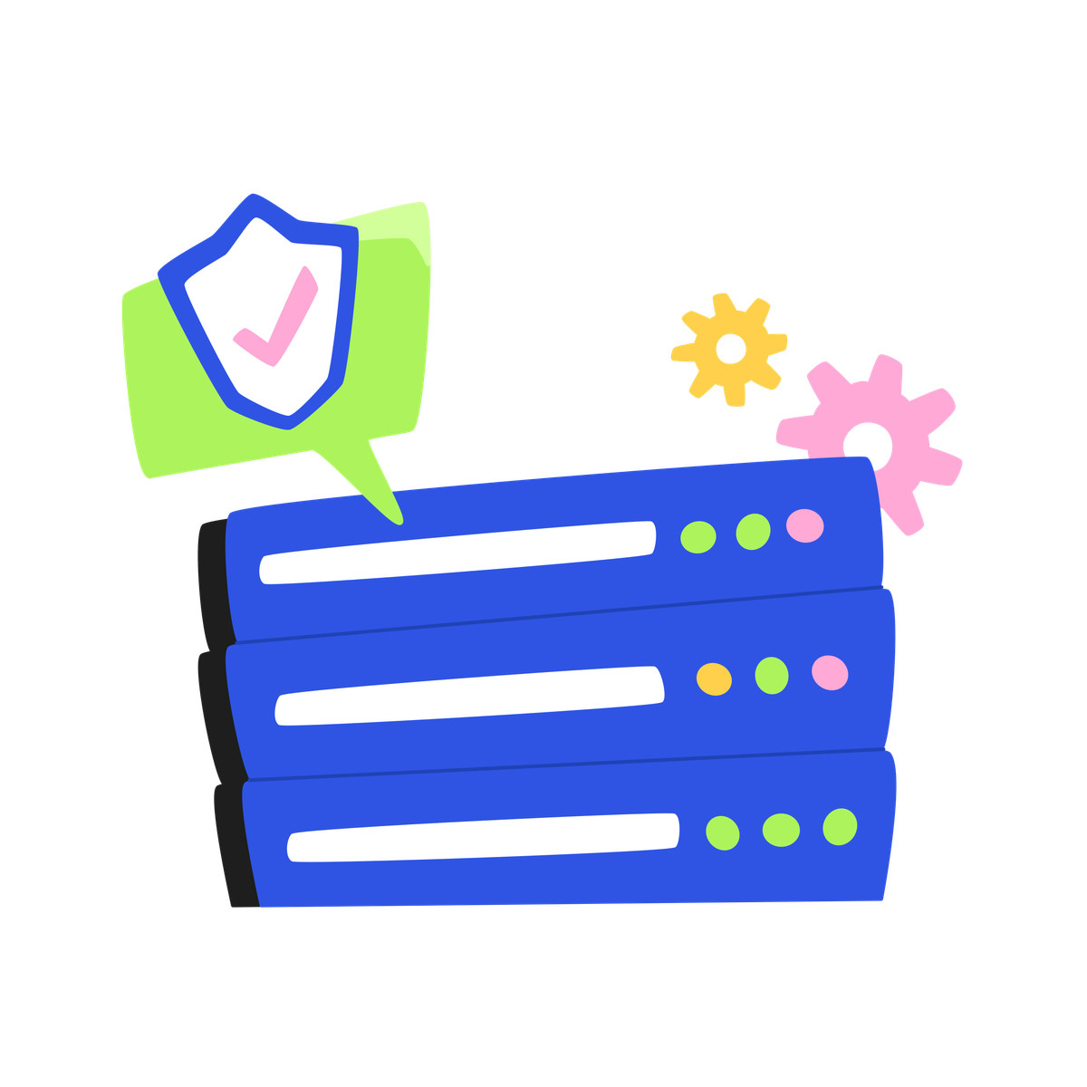 Sicurezza del server con dati protetti illustrazione in stile Bouncy scarica in PNG, SVG