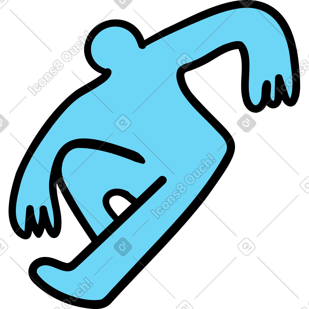 Blue person sitting with arm propped on something illustration in Wiggle style download in PNG, SVG
