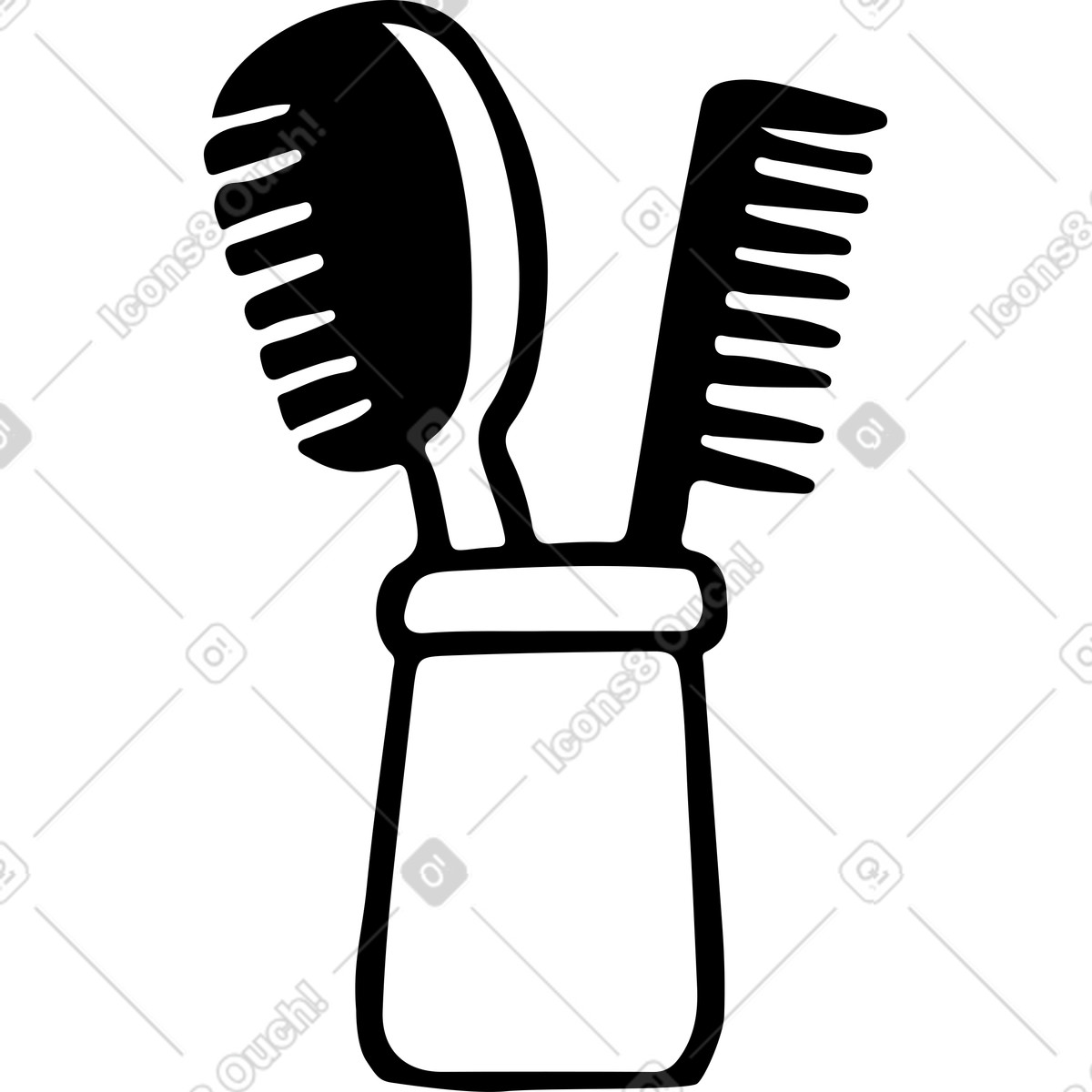 Pettini in un bicchiere illustrazione in stile Journal scarica in PNG, SVG