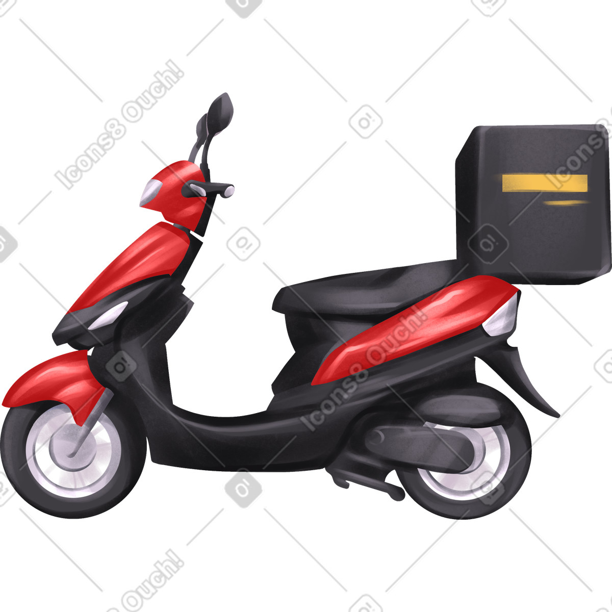 Red delivery scooter illustrazione in stile Demure scarica in PNG, SVG