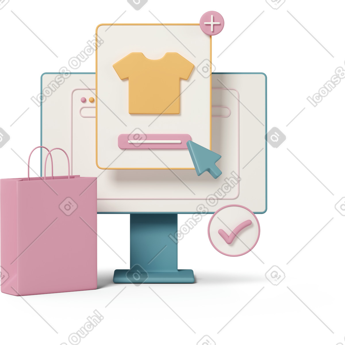 Online shopping-Illustration im 3D Casual life-Stil als Download in PNG, SVG