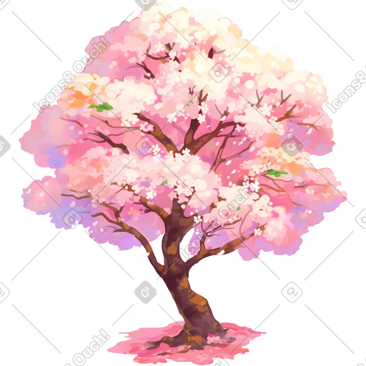Sakura tree illustration in Glazy style download in PNG, SVG