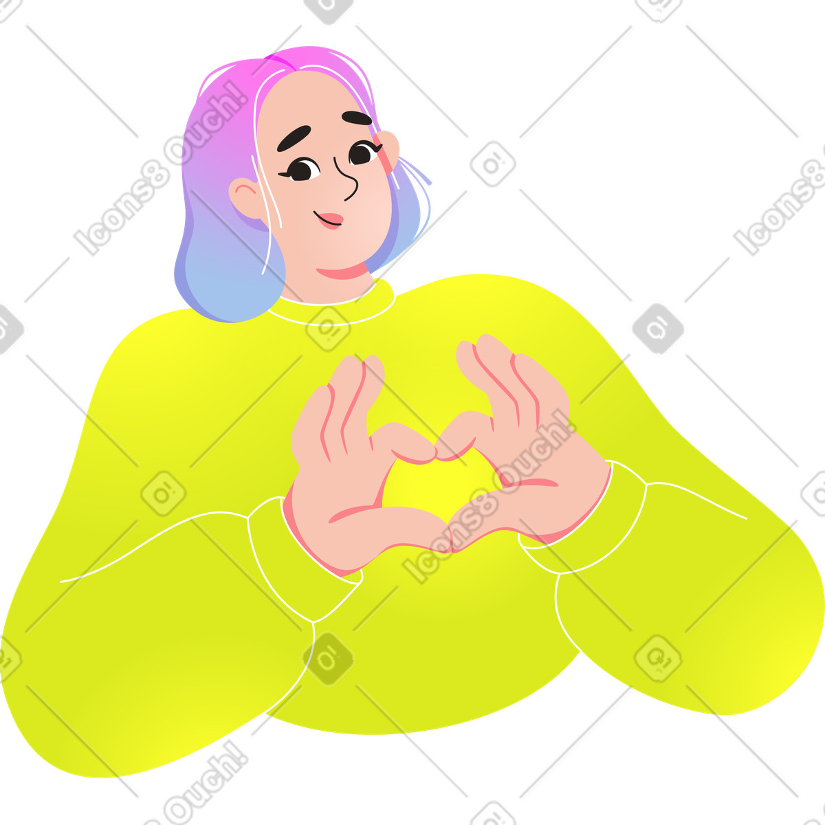 Donna con cuore illustrazione in stile Like scarica in PNG, SVG