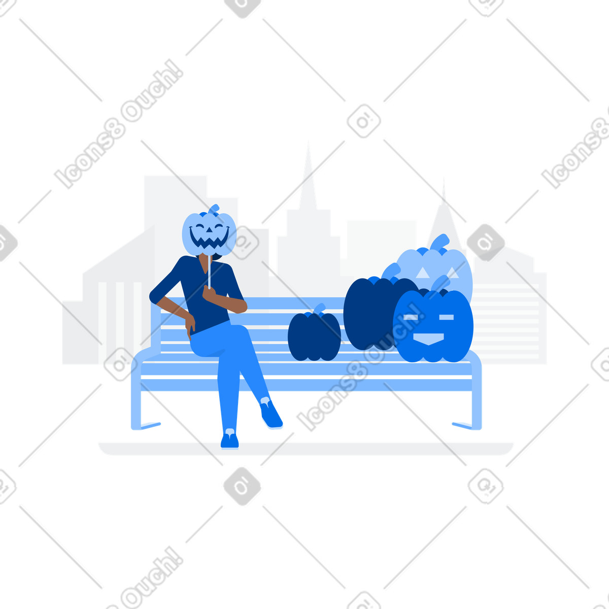 Halloween Pumpkin fair illustration in Urban style download in PNG, SVG