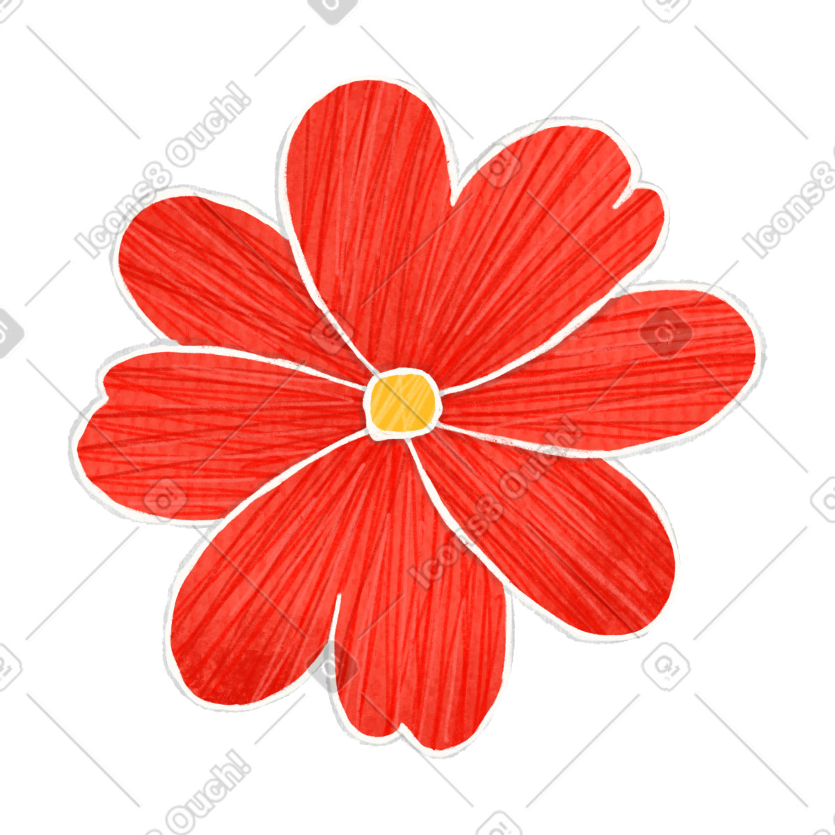 Ilustración Flor redonda roja simple en estilo Crafty a descargar en PNG y SVG