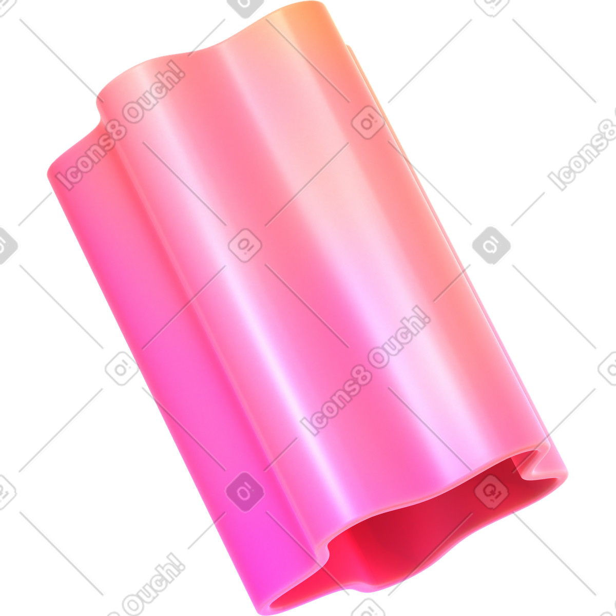 Flower shaped tube illustration in 3D Glassy style download in PNG, SVG