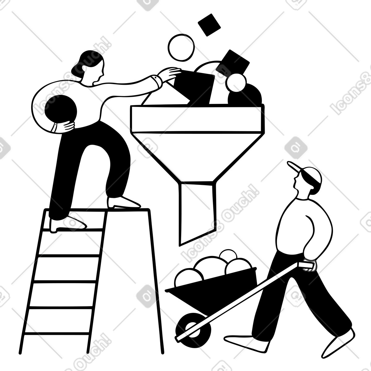 Ilustração de Mulher e homem filtrando conteúdo prejudicial  em PNG e SVG