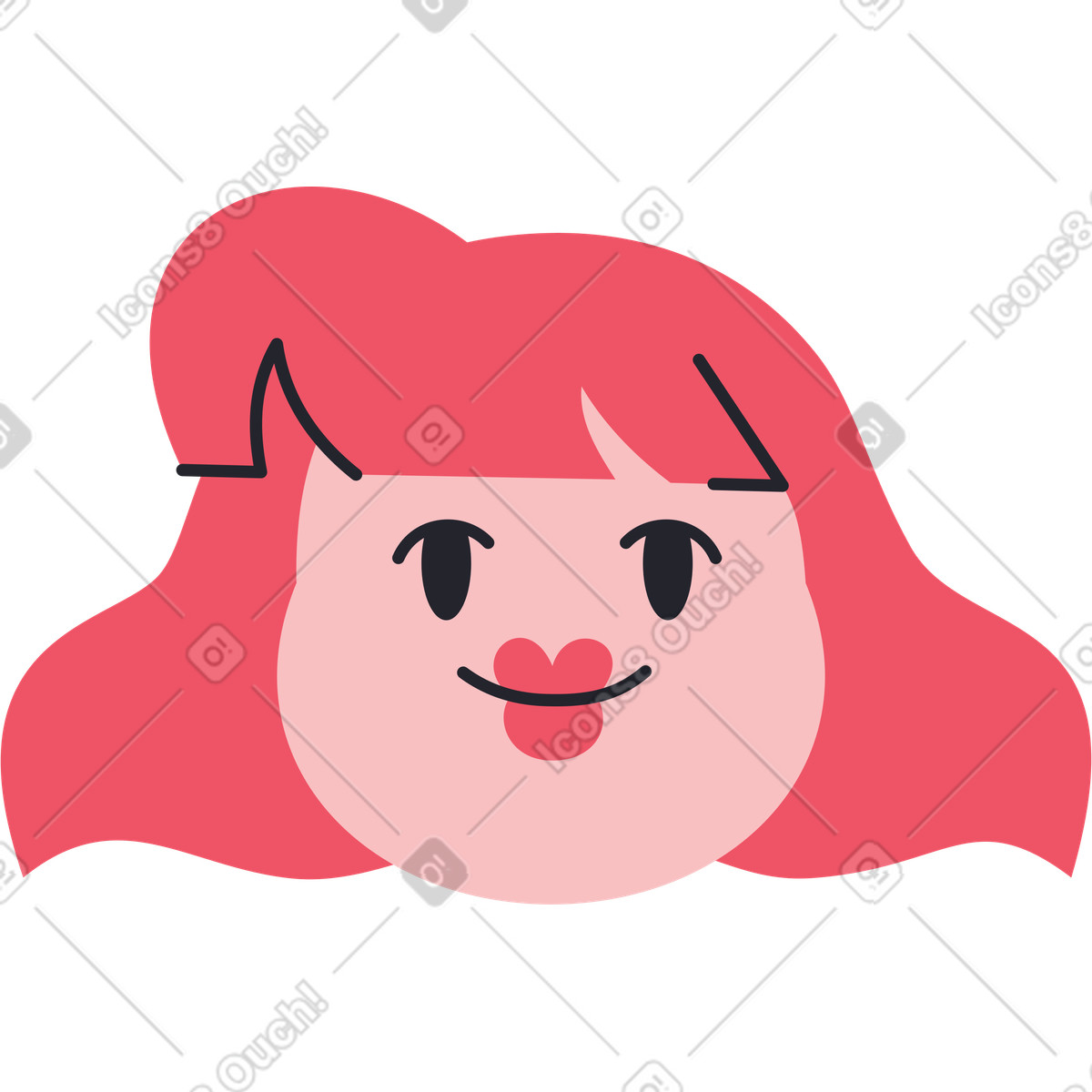 Illustration Tête femme souriante dans le style Boba à télécharger aux formats PNG, SVG