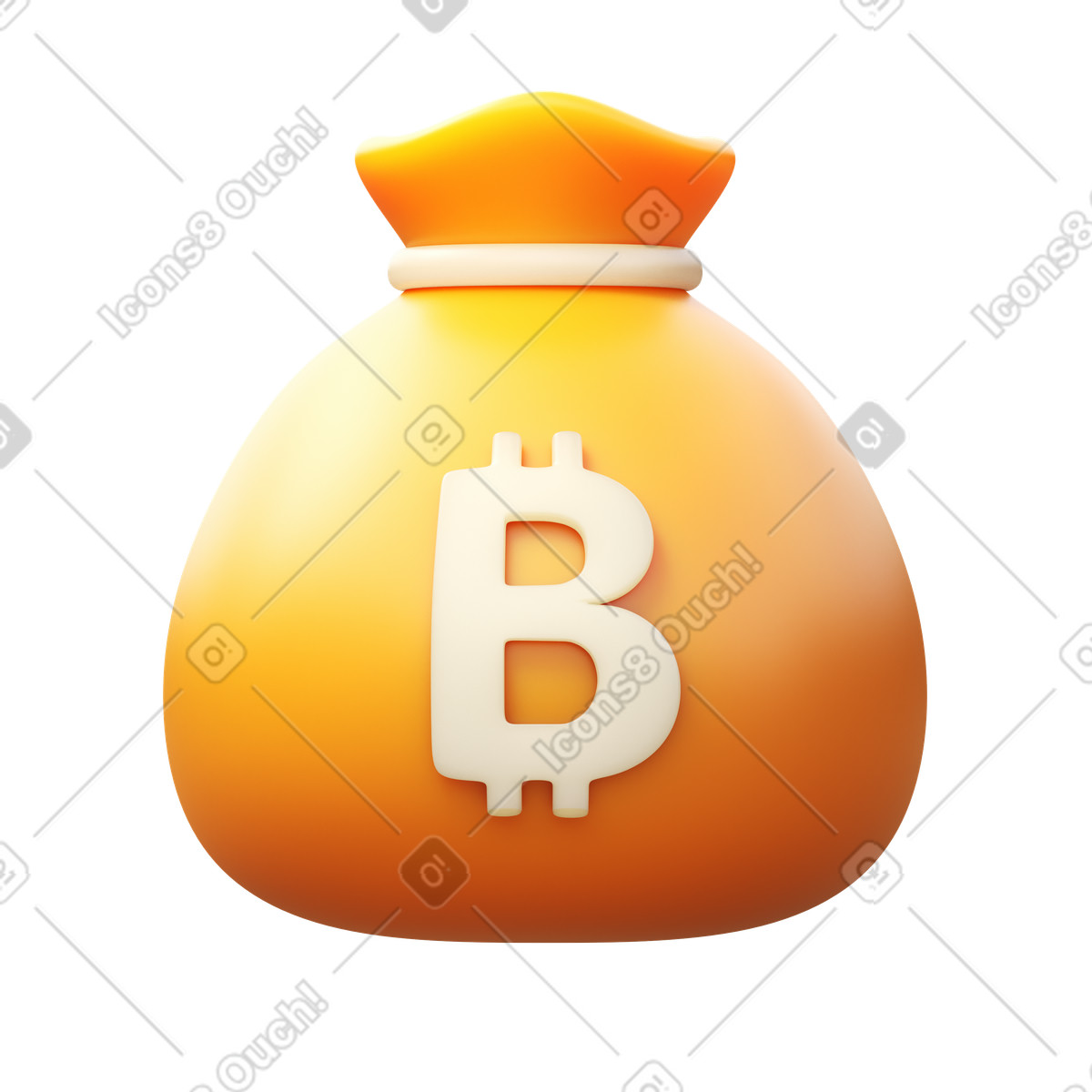 3D Fluency 스타일의 Bitcoin money bag 일러스트레이션 PNG, SVG 다운로드