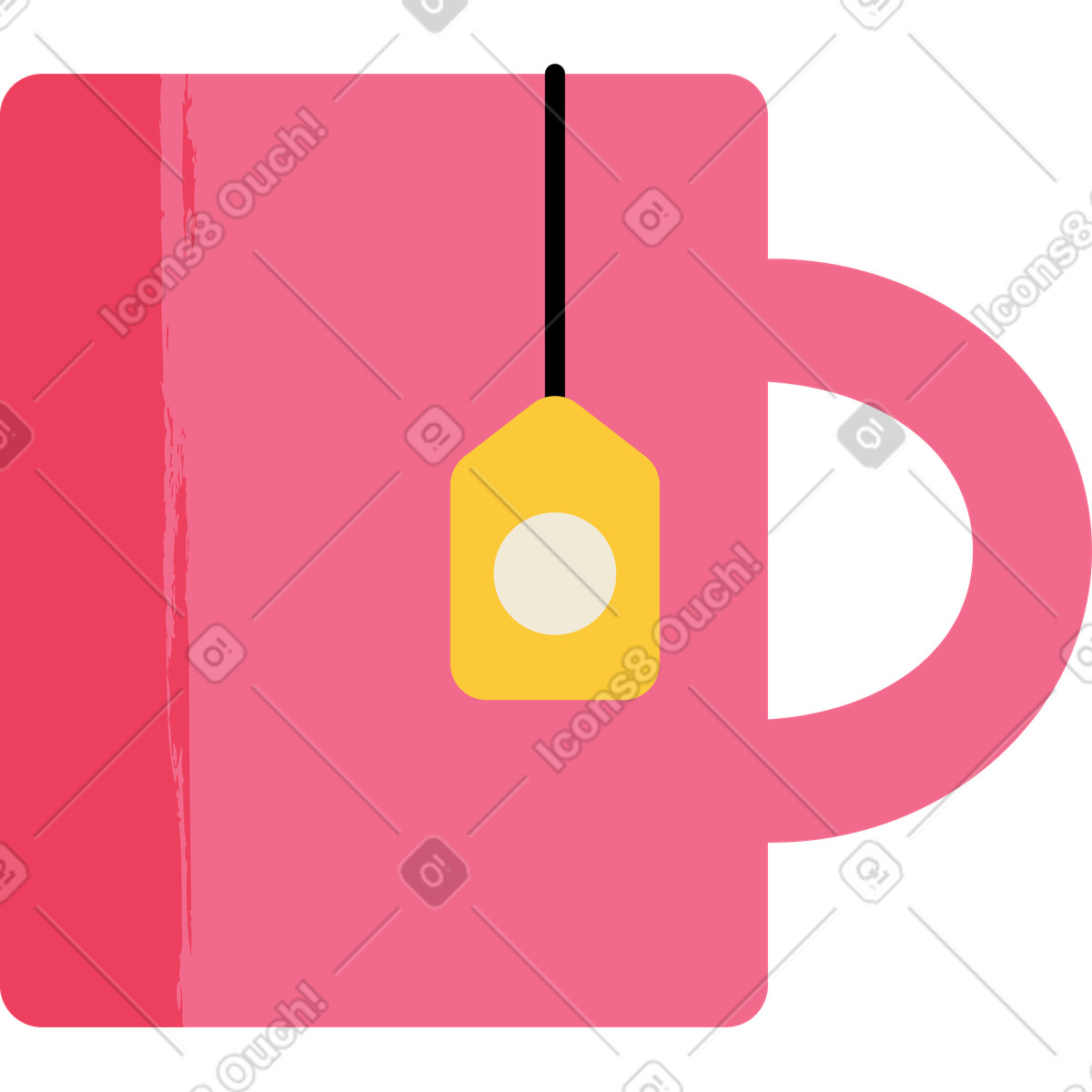 Ilustración animada Taza rosa con etiqueta de bolsita té en estilo Juicy a descargar en GIF, Lottie (JSON), AE