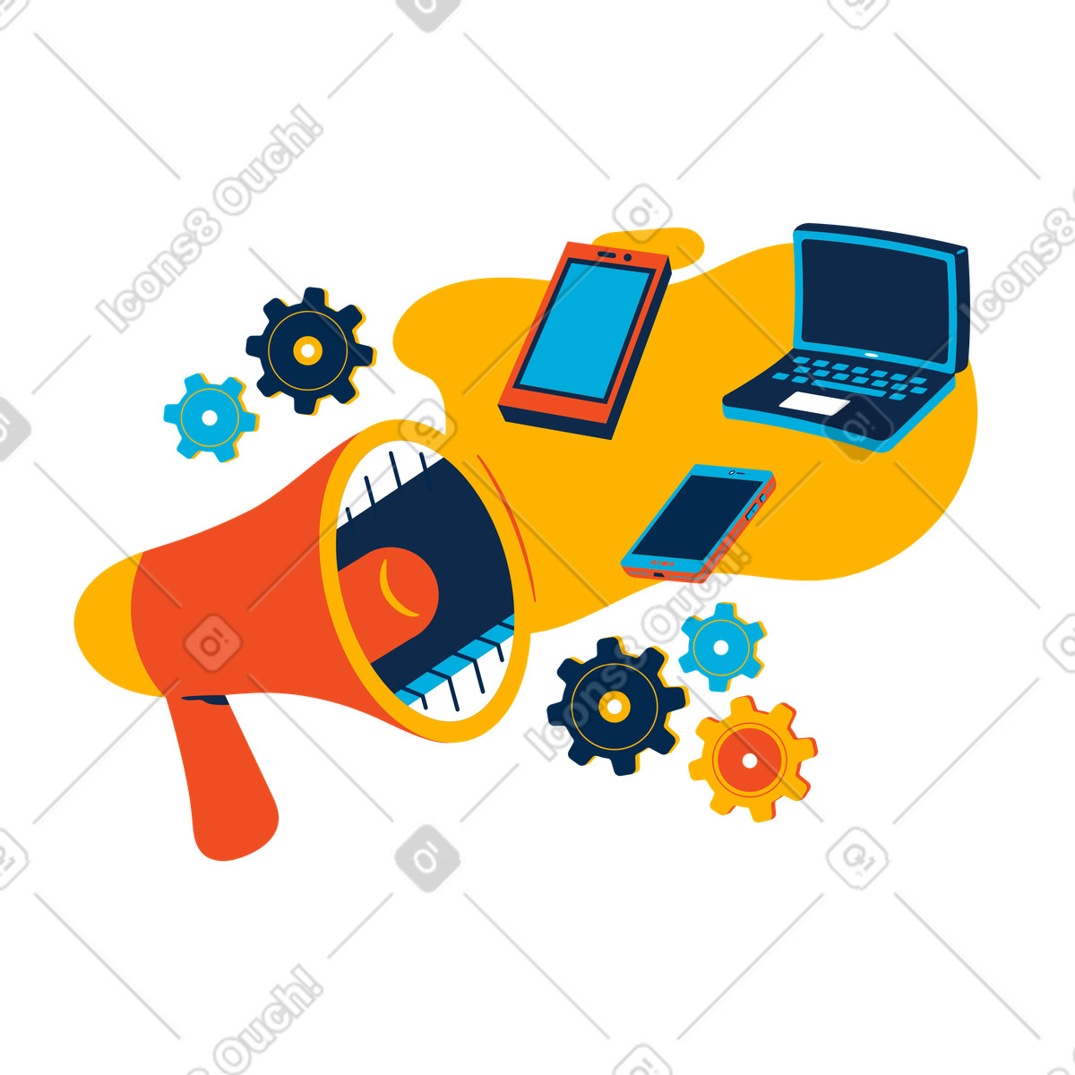 Equipment repair advertisement illustration featuring fix graphics clipart for various uses