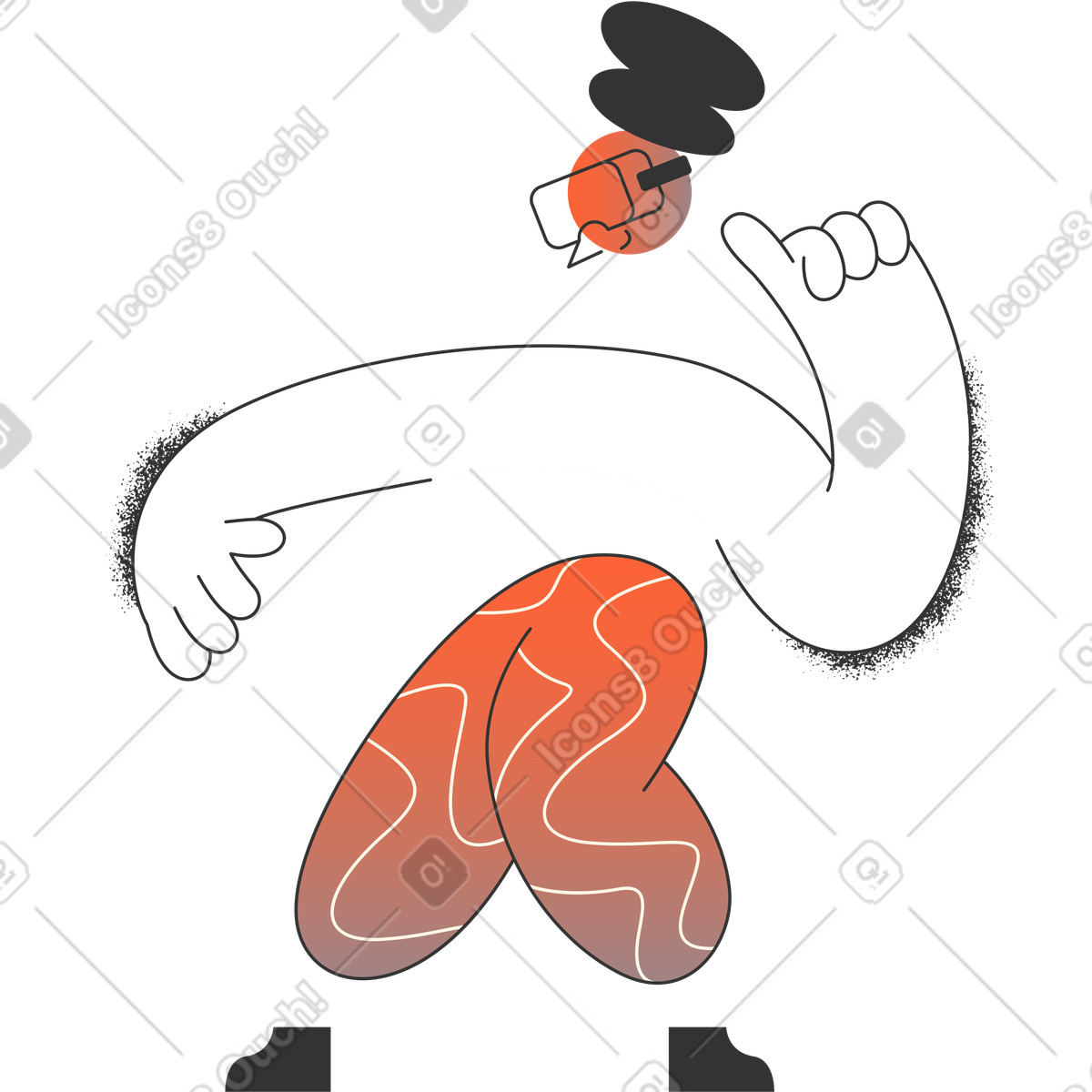 Uomo che balla illustrazione in stile Crayon scarica in PNG, SVG