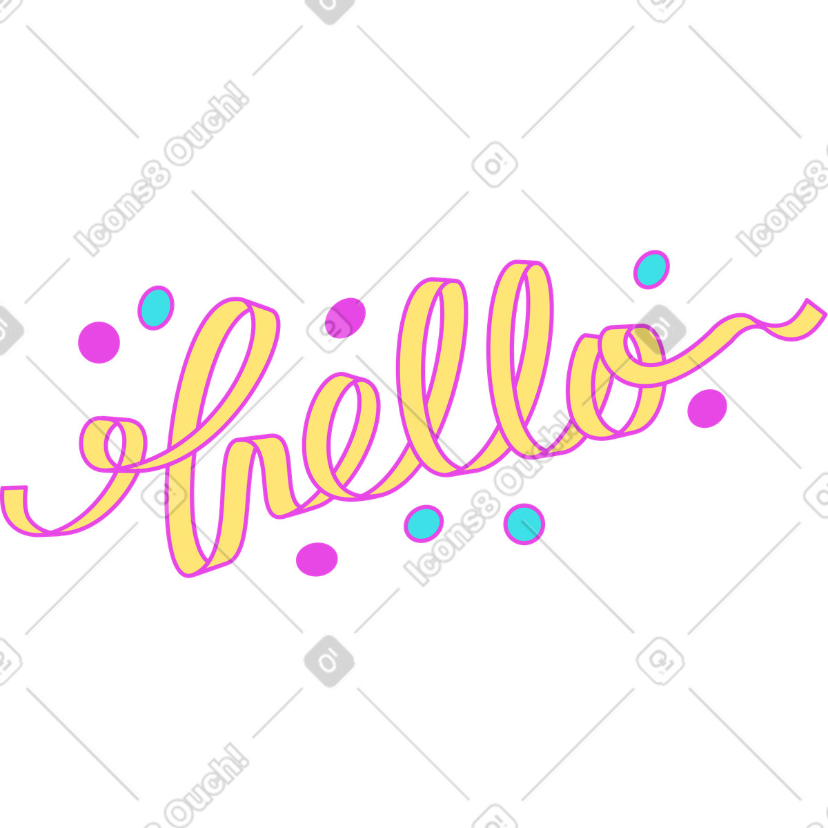Ilustração de Texto fita letras olá em no estilo Lettering para baixar em PNG, SVG