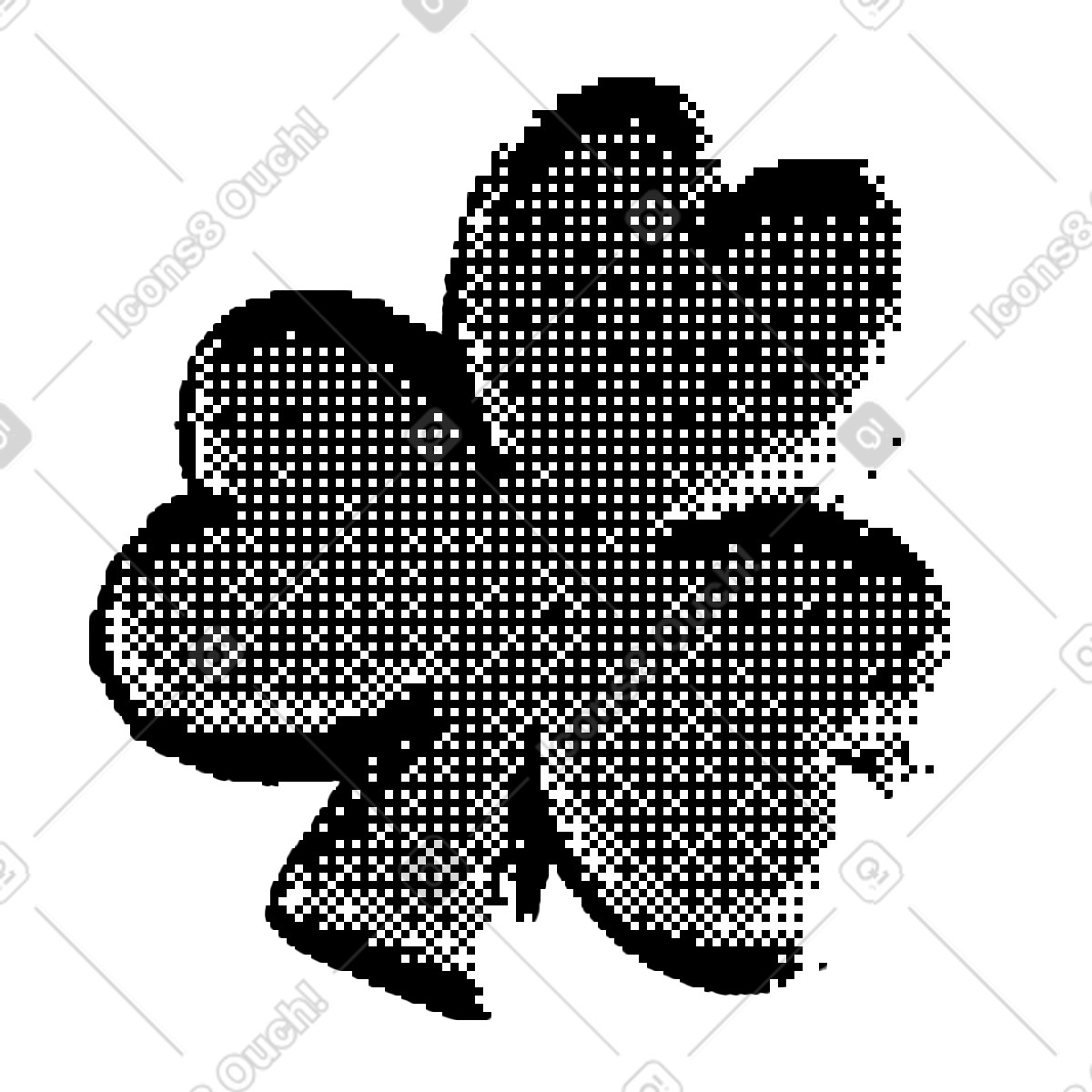 Bitmap スタイルの Clover のイラストをPNG、SVG形式でダウンロード