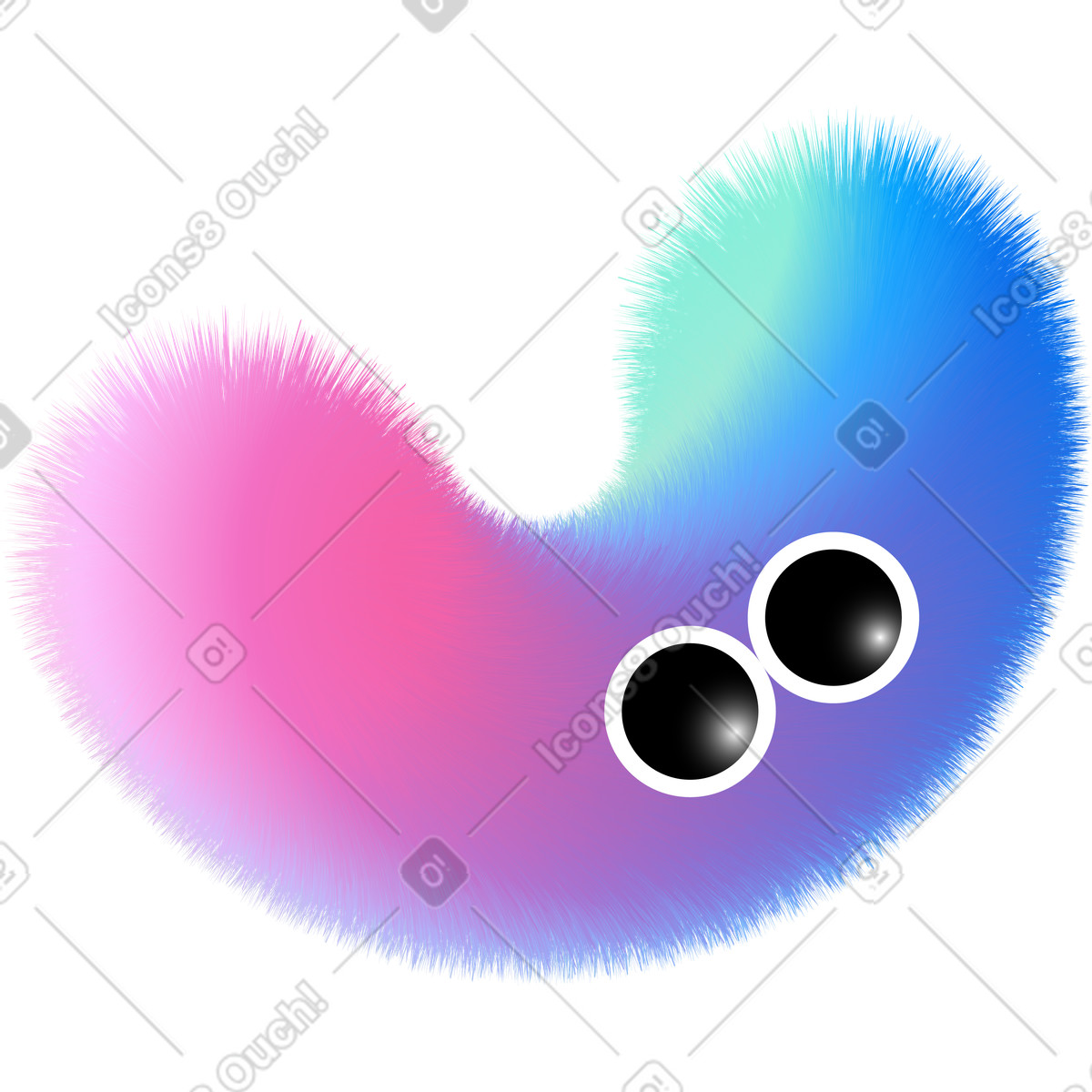 下载 Puffy 风格的 带眼睛的五彩蓬松弧形 插画，支持 PNG、SVG 格式