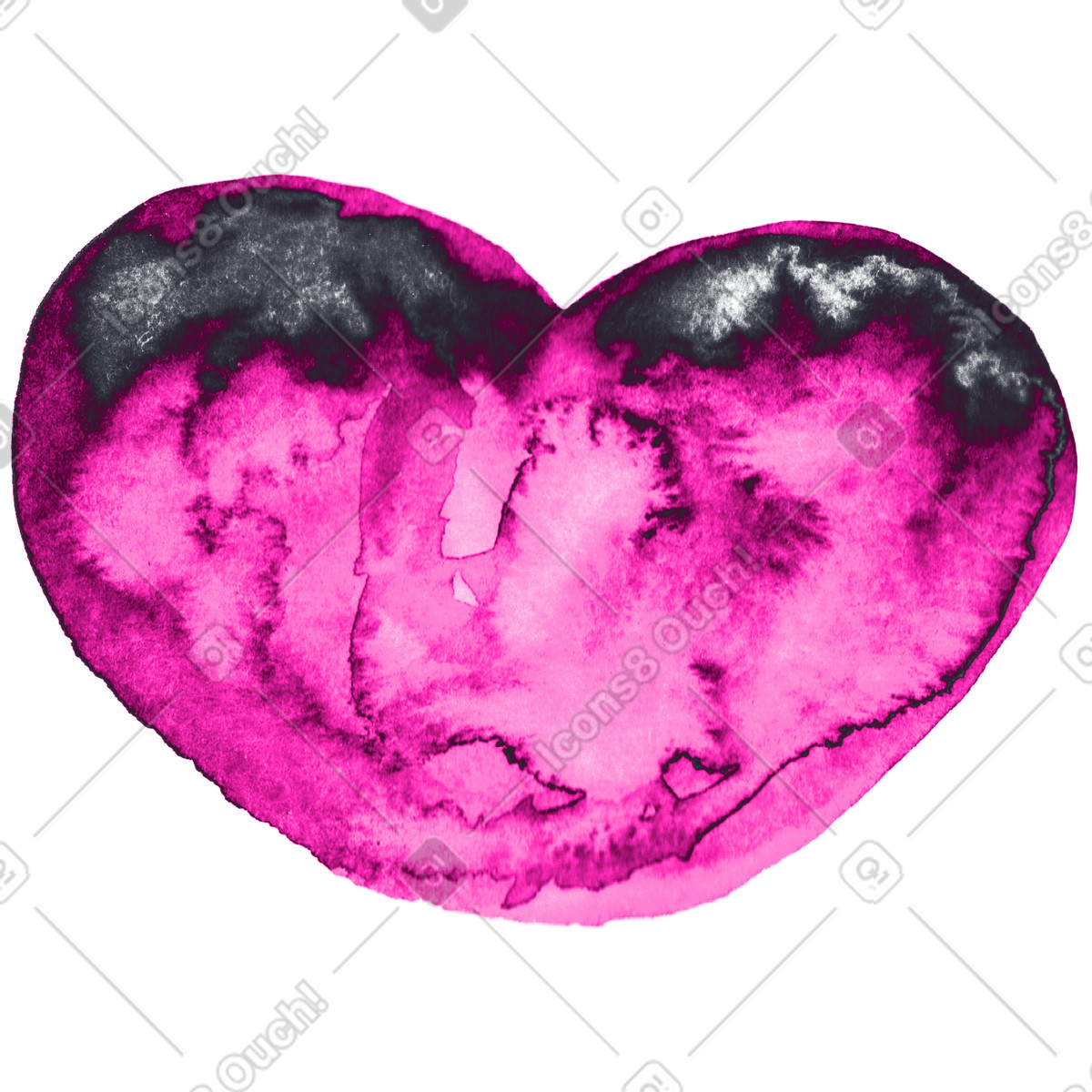 Illustration Coeur aquarelle dans le style Inky à télécharger aux formats PNG, SVG