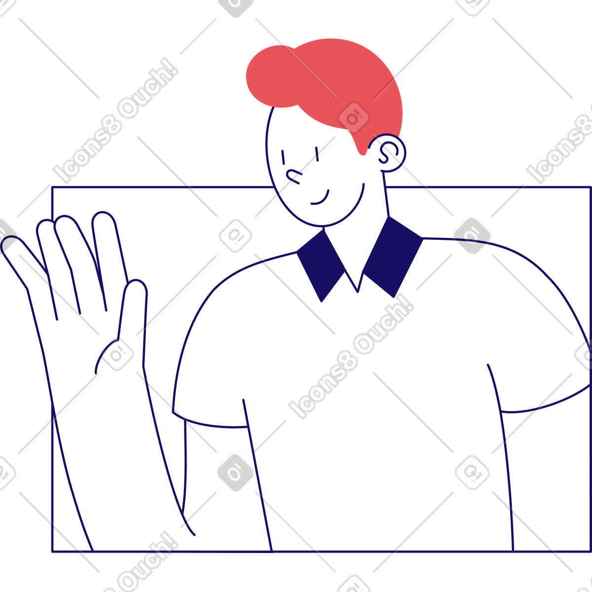 Illustration Homme souriant et agitant la main dans le style Bendy à télécharger aux formats PNG, SVG