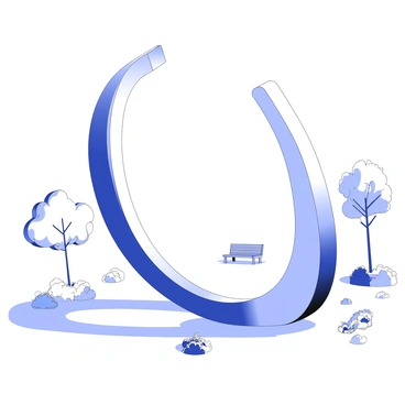 A metal sculpture is situated in a park, shaped like a giant parabola. The sculpture features smooth, reflective surfaces that curve elegantly upwards. It stands on a circular base, surrounded by well-maintained grass and scattered flower beds. The sunlight casts distinct shadows from the sculpture onto the ground, creating interesting patterns. There are a few benches nearby where visitors can sit and admire the artwork. In the background, there are a few trees providing shade, their leaves gently swaying in the breeze.