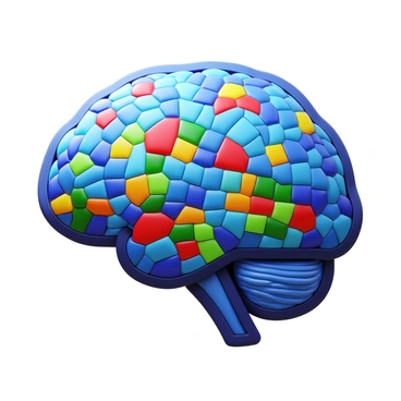 A mosaic art piece where each tile contributes to the shape of a brain