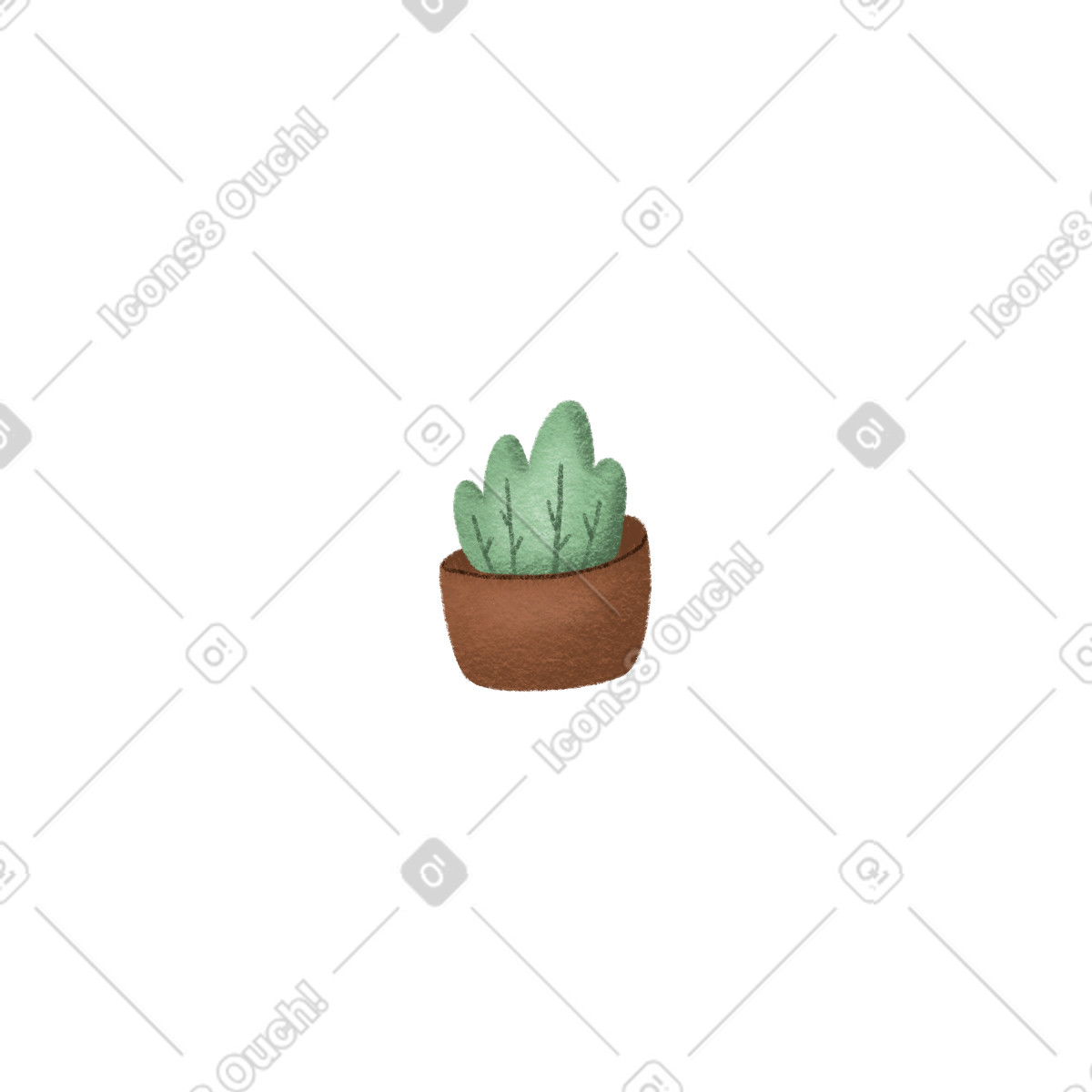 下载 Woolly 风格的 Small houseplant in brown clay pot 插画，支持 PNG、SVG 格式