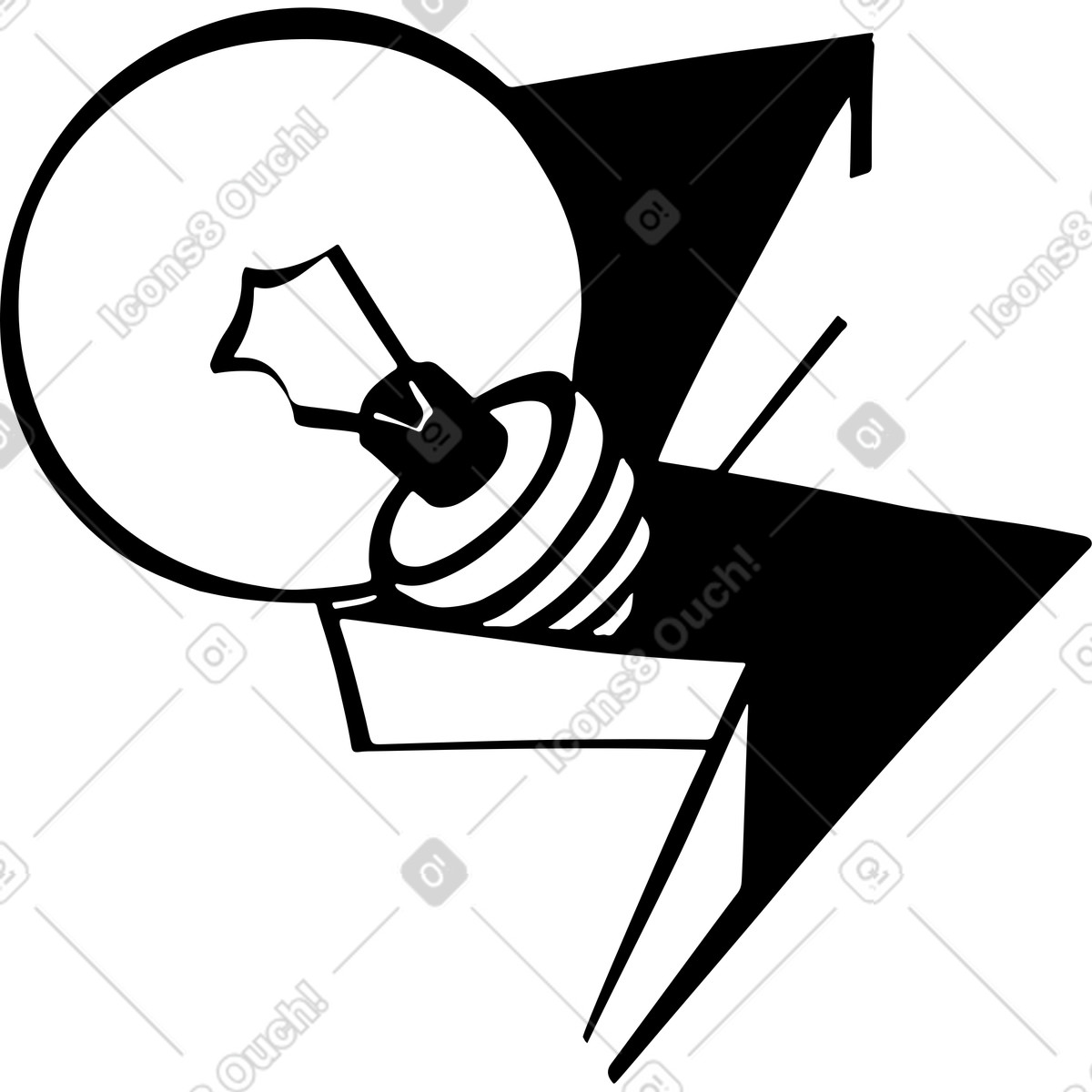 Lightning lamp illustration in Line style download in PNG, SVG