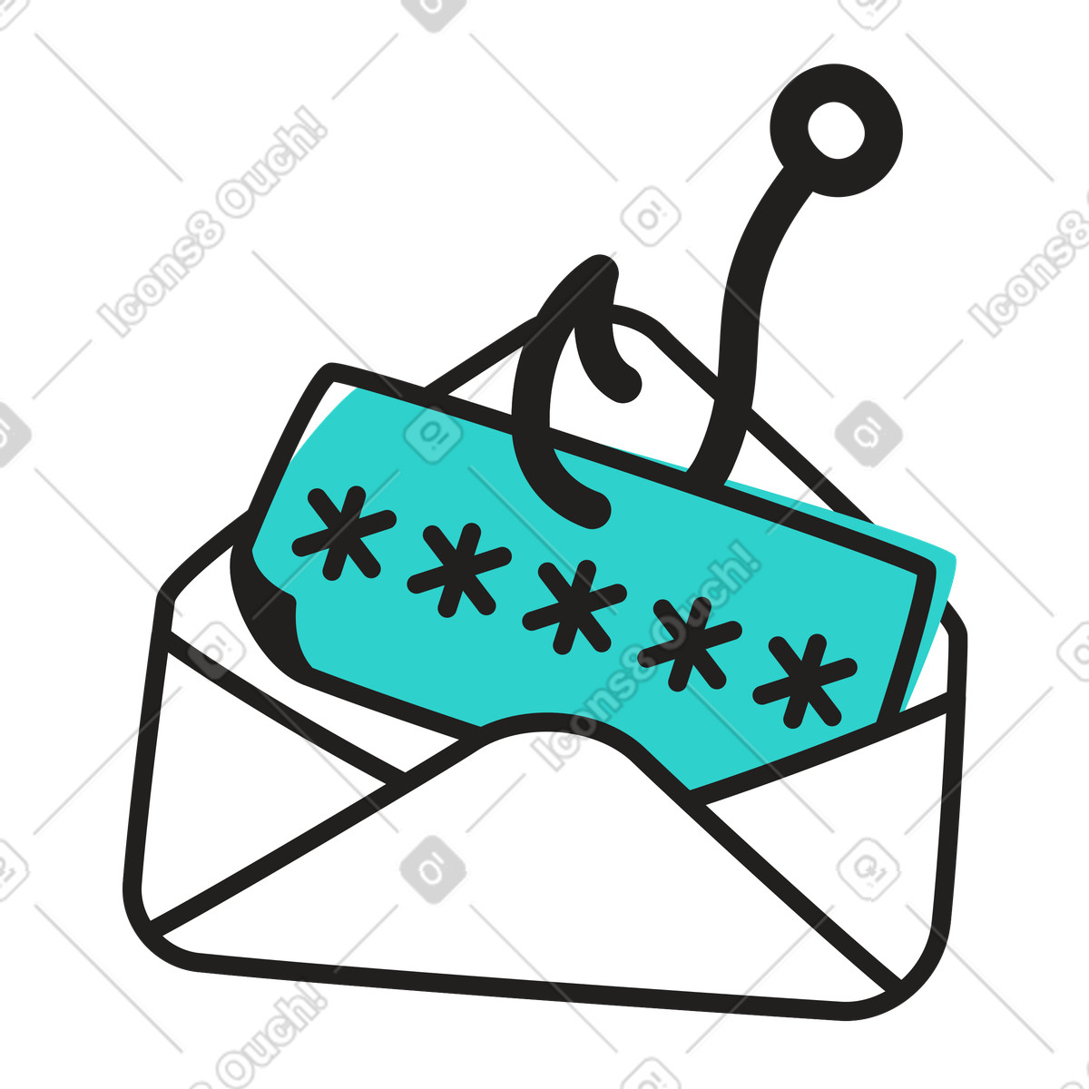 E-mail di phishing, furto identità illustrazione in stile Little scarica in PNG, SVG