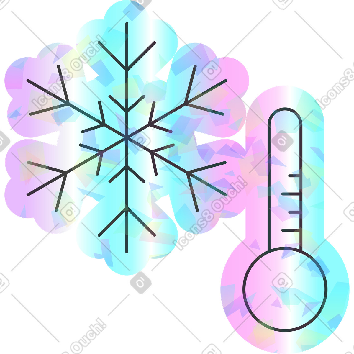 Holostickers スタイルの コールド のイラストをPNG、SVG形式でダウンロード
