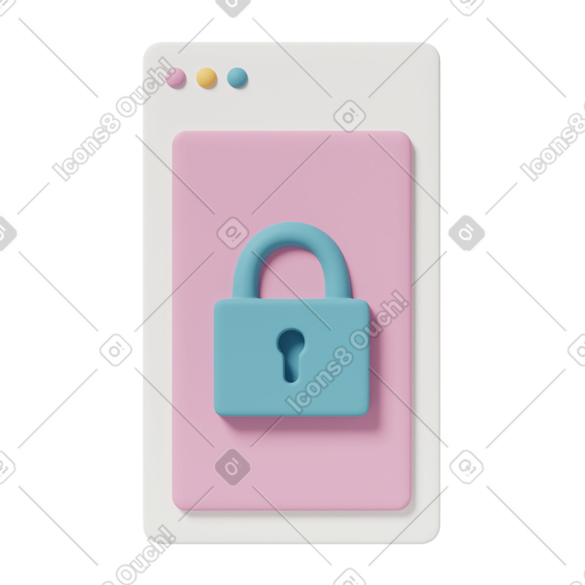 Locked page illustration in 3D Casual life style download in PNG, SVG