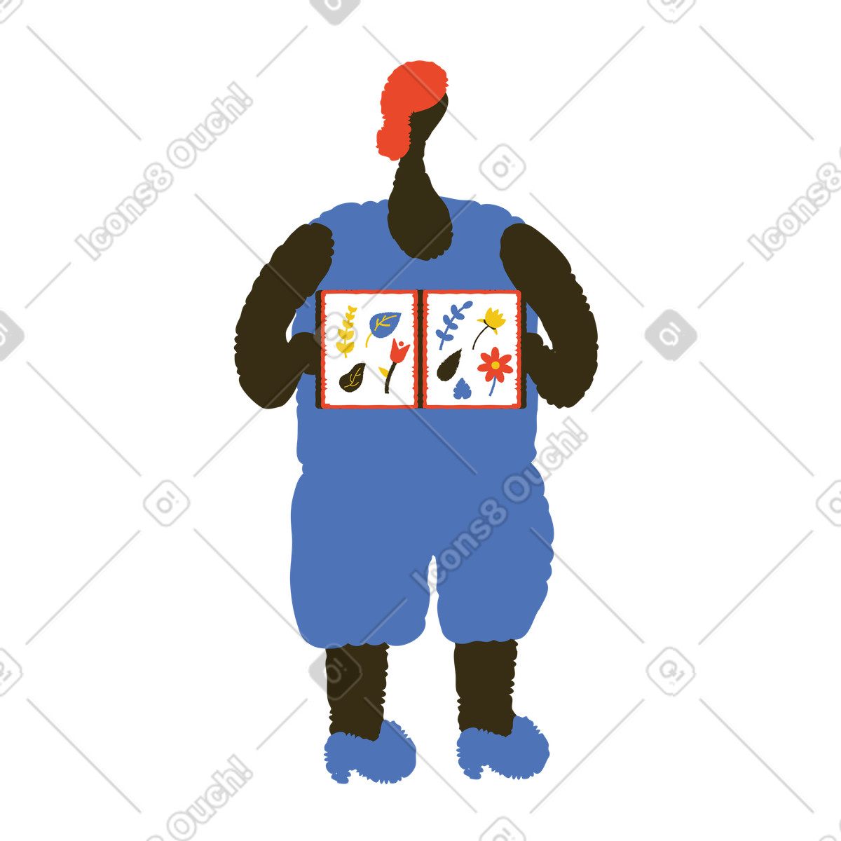 Ilustração de Pessoa segurando um álbum herbário em no estilo Bermuda para baixar em PNG, SVG