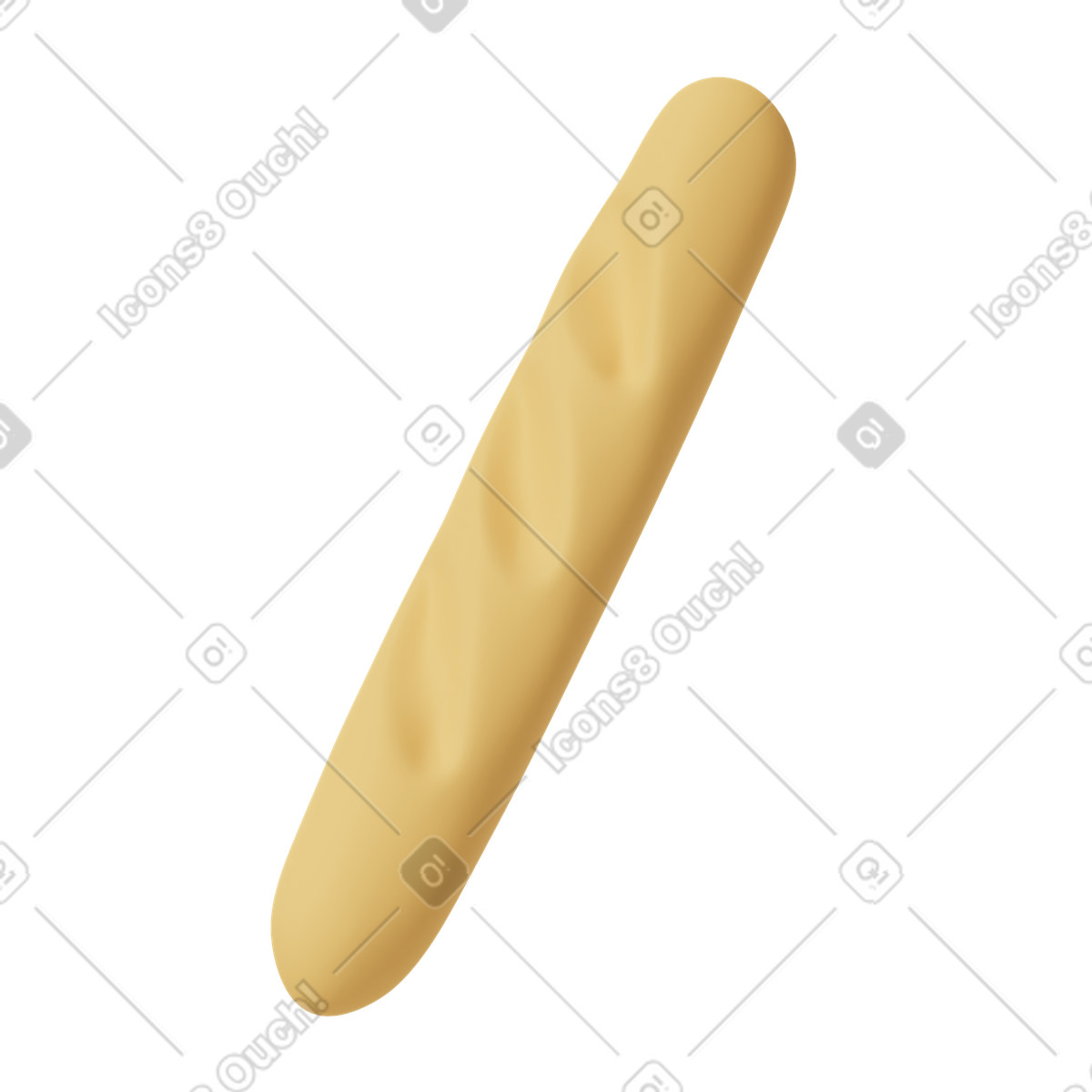 3D Casual life スタイルの Yellow baguette のイラストをPNG、SVG形式でダウンロード