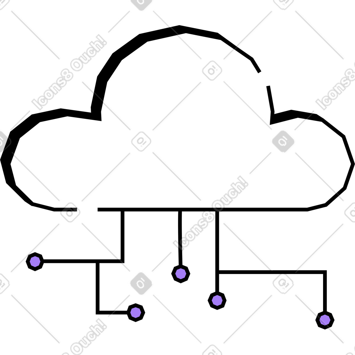 Tecnologie cloud illustrazione in stile Amethyst scarica in PNG, SVG