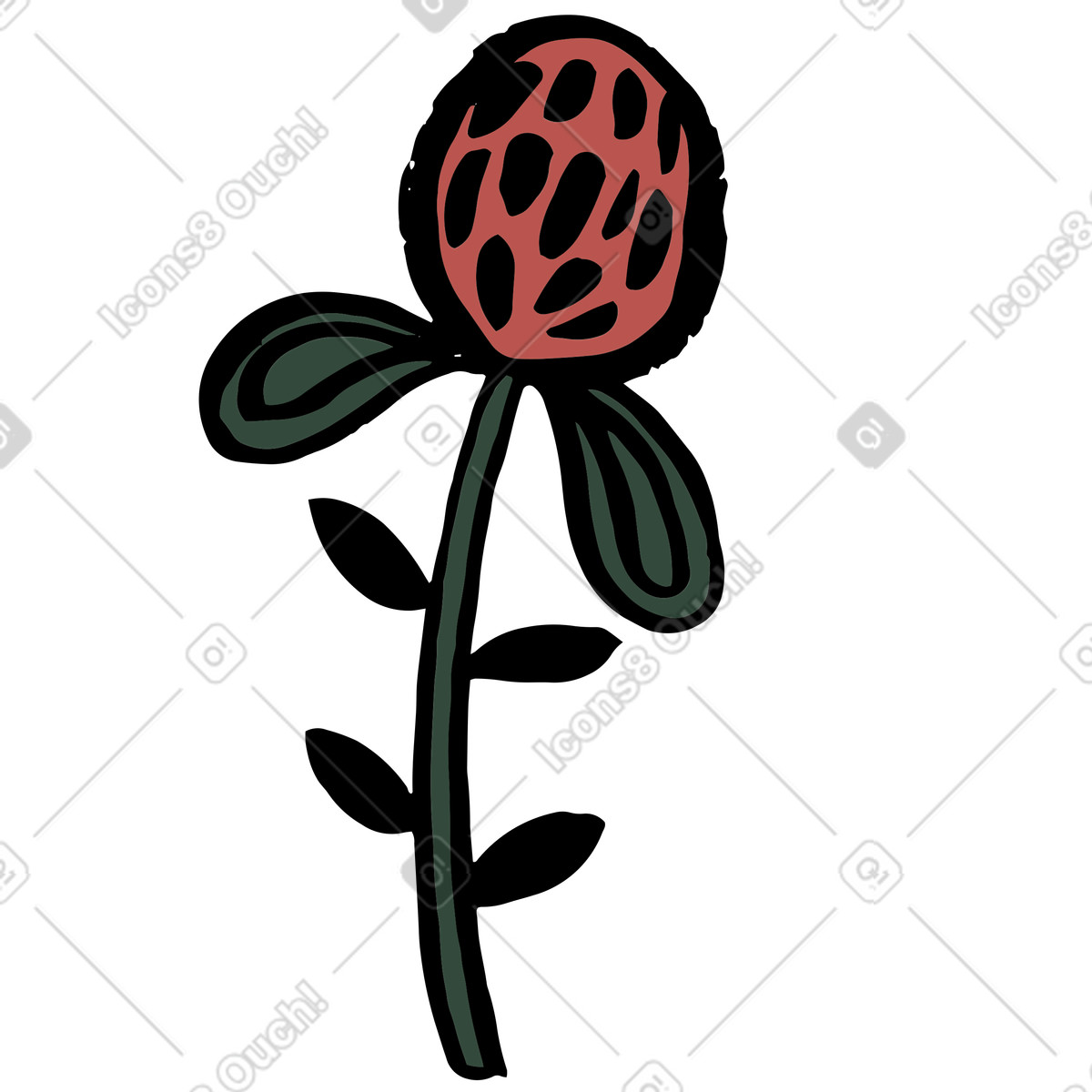 Ilustración Red ball-shaped flower en estilo Scandi a descargar en PNG y SVG