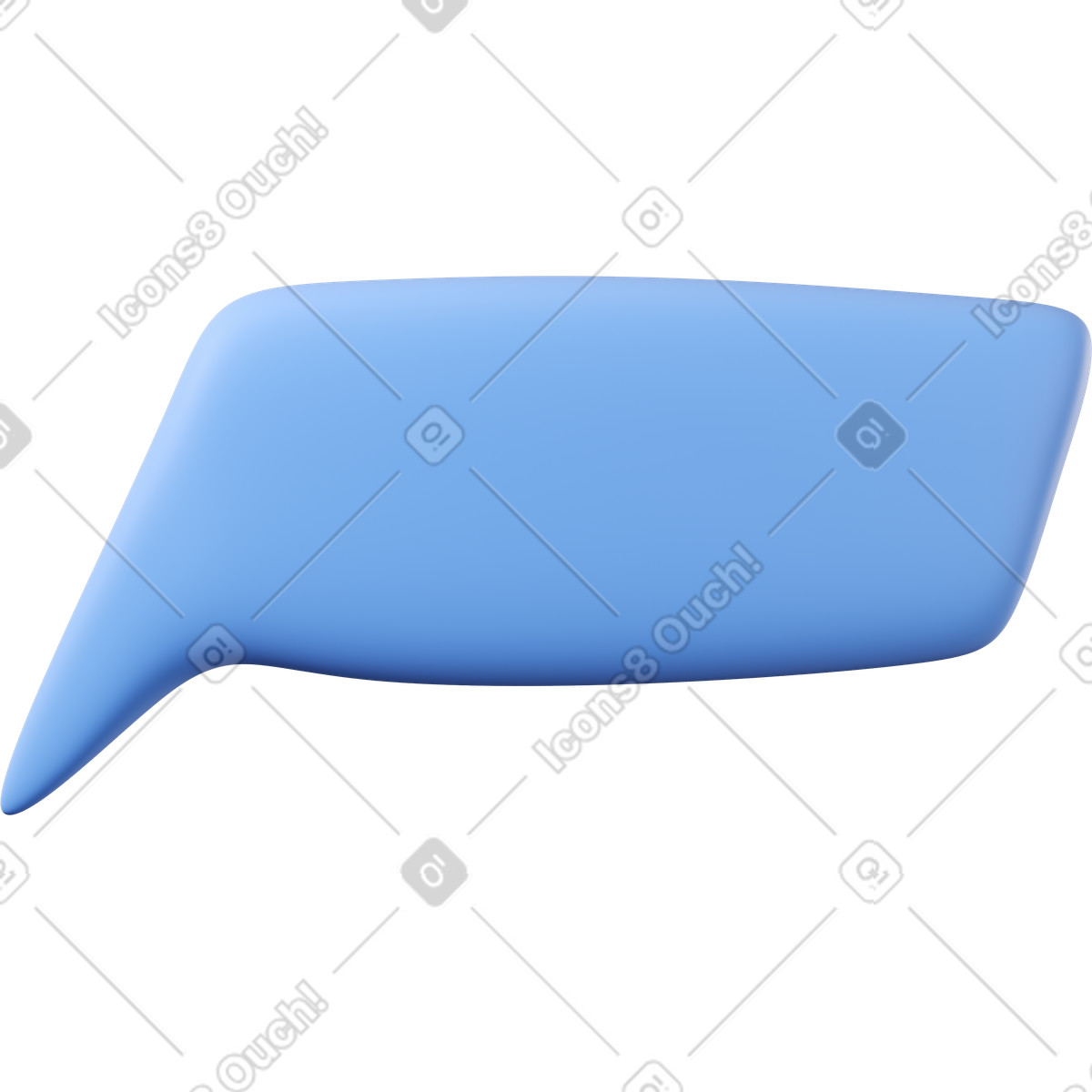 Illustration Bulle bleue rectangulaire du coin inférieur gauche dans le style 3D Buddy à télécharger aux formats PNG, SVG